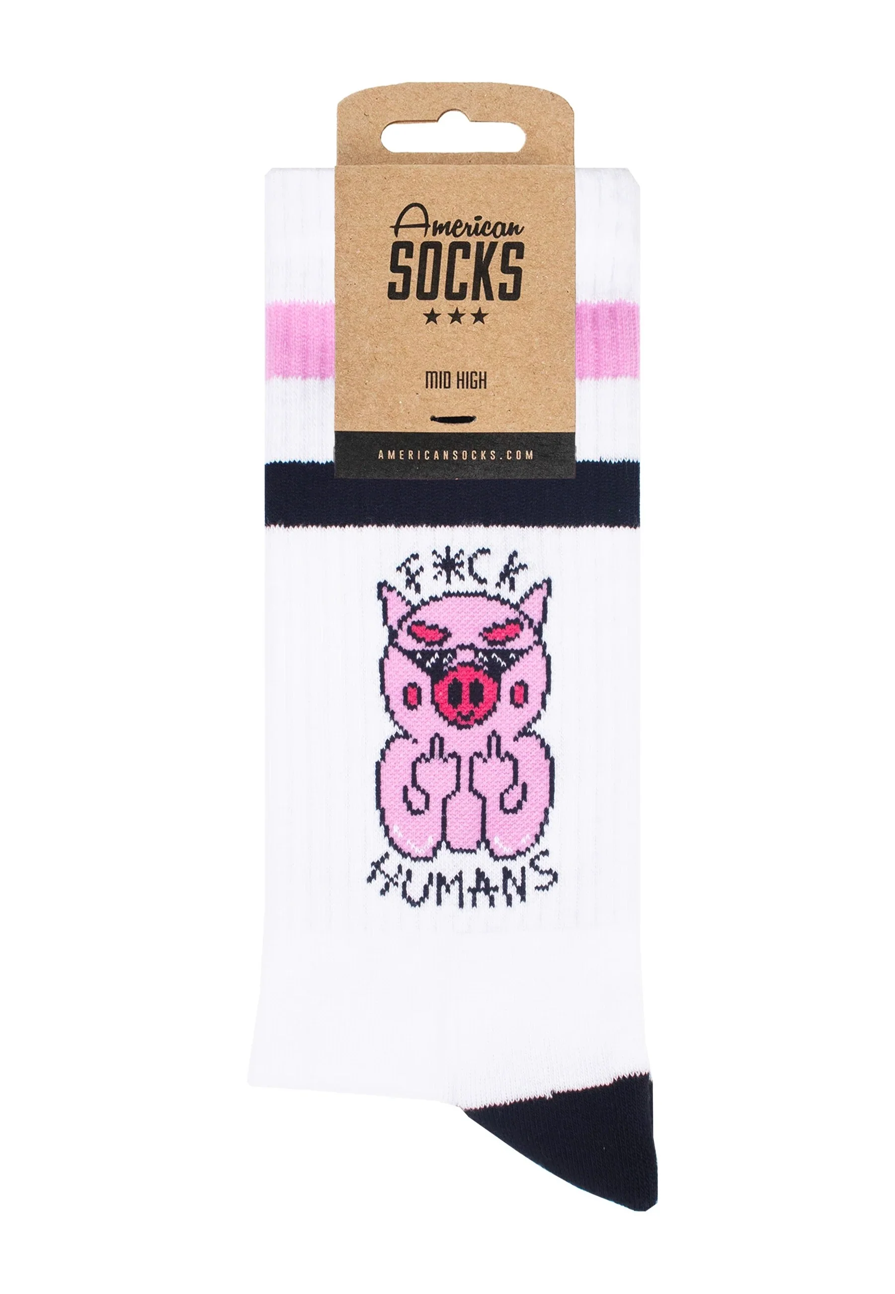 F*ck Humans Mid High White - Socks - Image 6