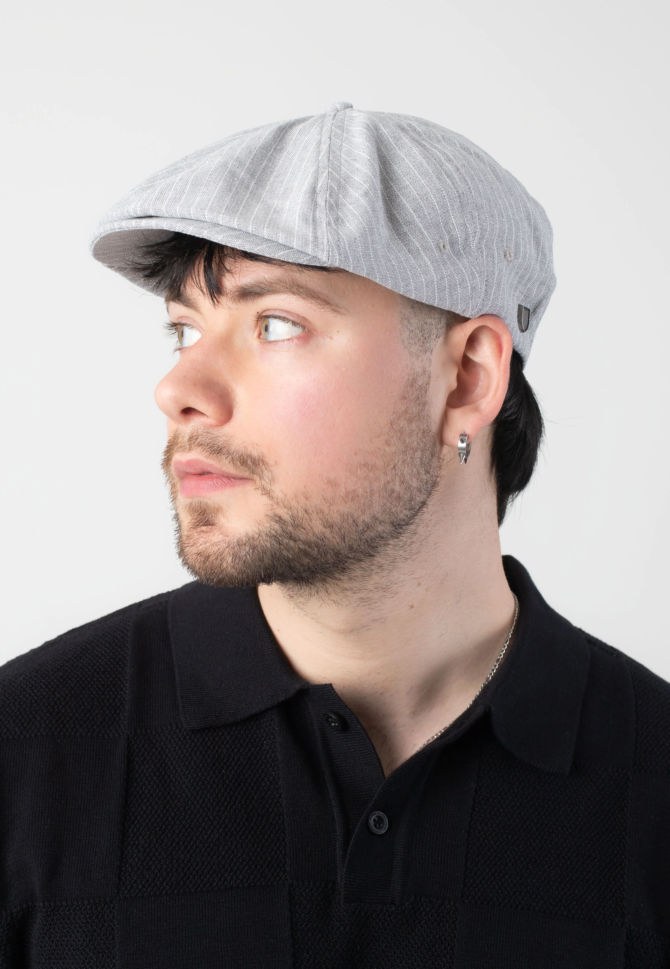 Brood Snap Light Grey/White Stripe Chambr - Hat - Image 6