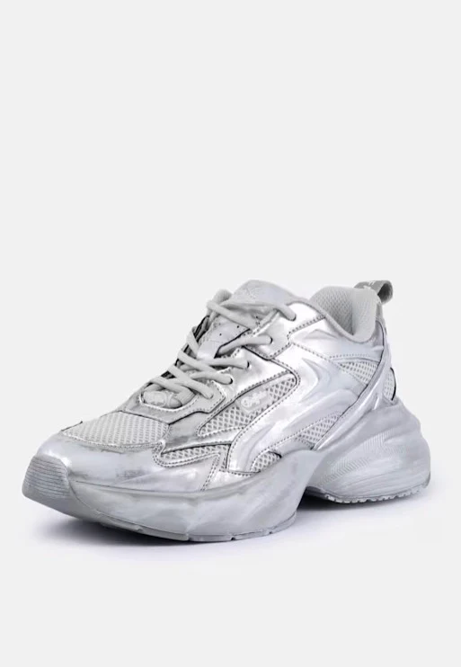 Gianna One Vegan Nappa/Mesh Silver - Girl Shoes - Image 3