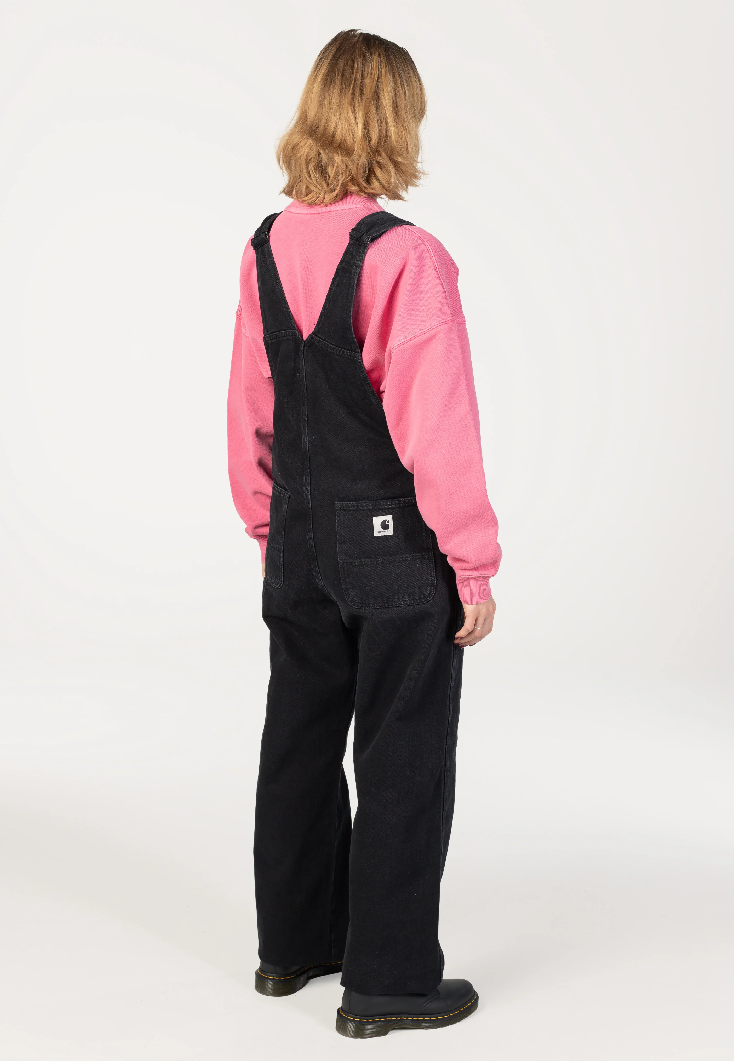 W' Bib Overall Straight Stone Washed Black - Pants - Image 2