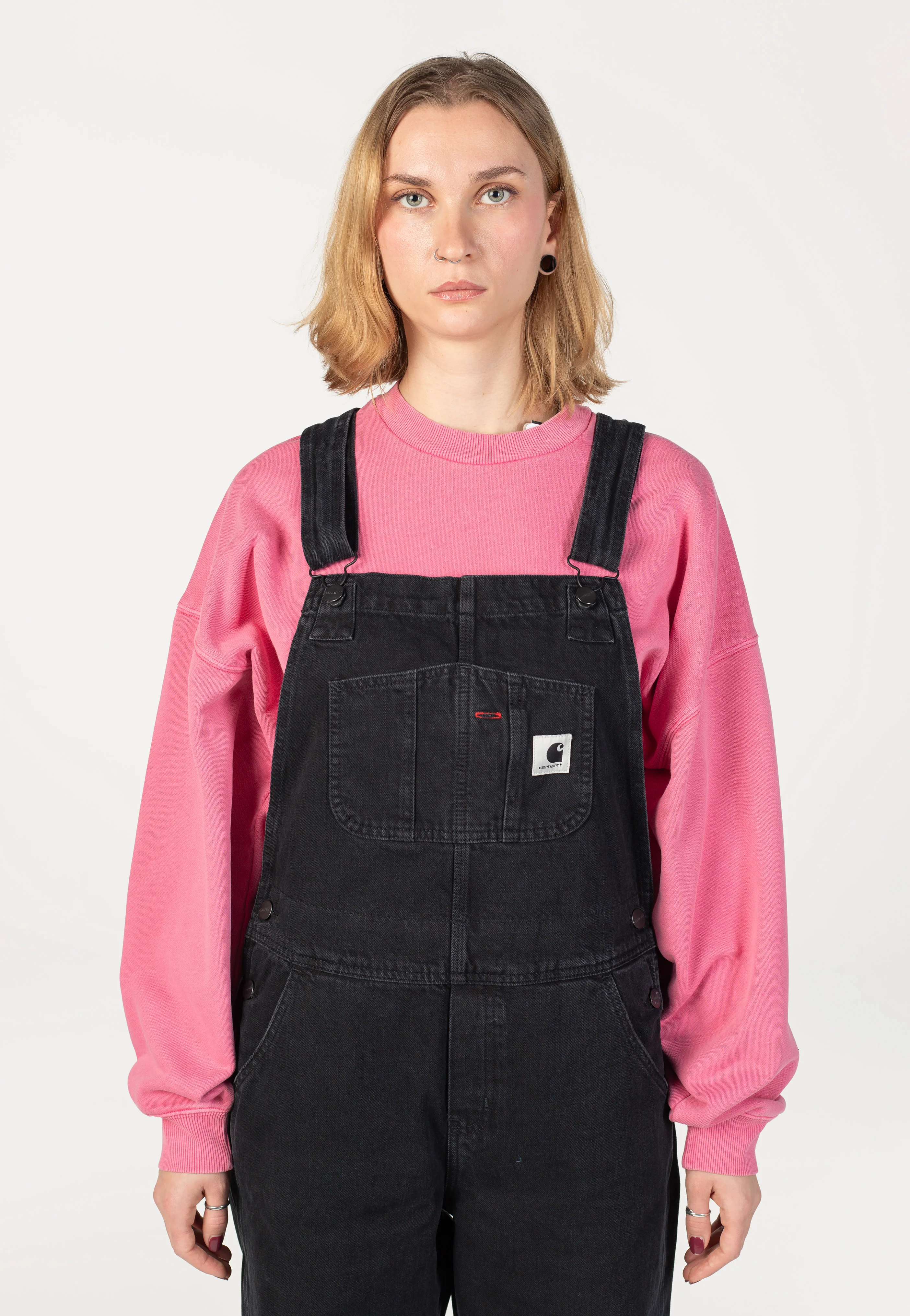 W' Bib Overall Straight Stone Washed Black - Pants - Image 8