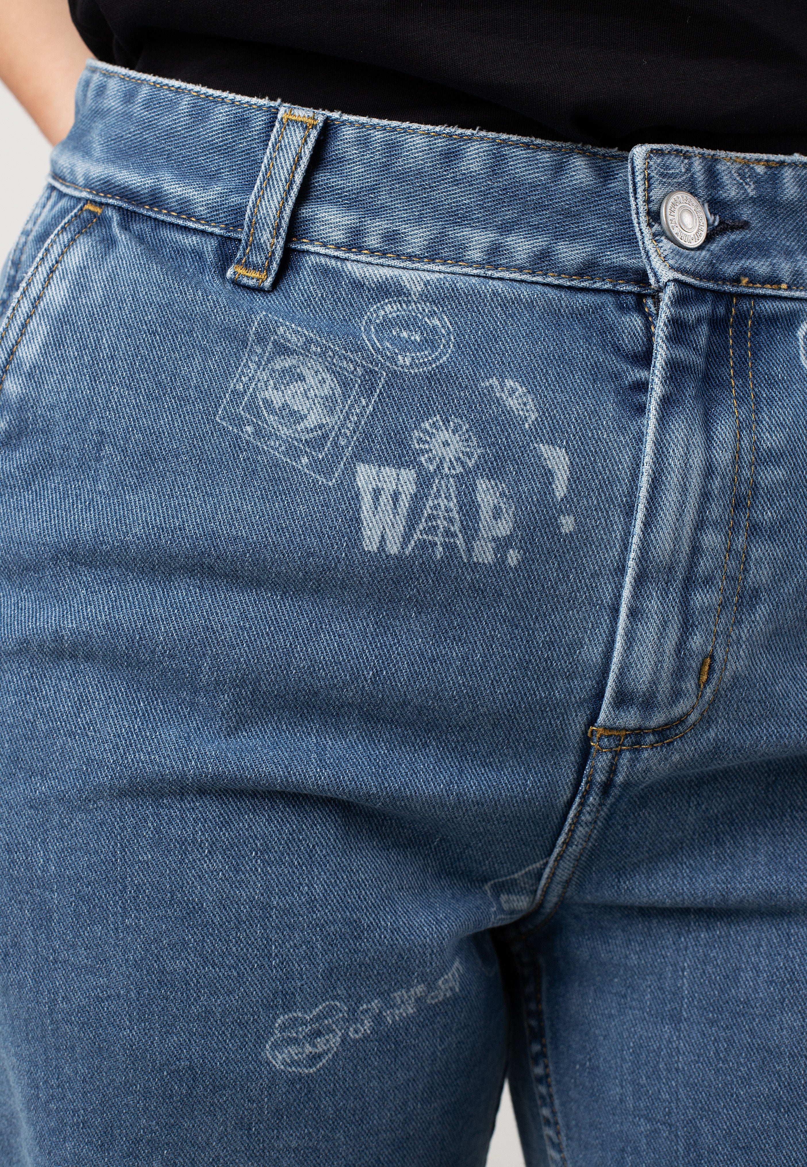 W' Stamp Bleached Stamp Print/Blue - Pants - Image 9