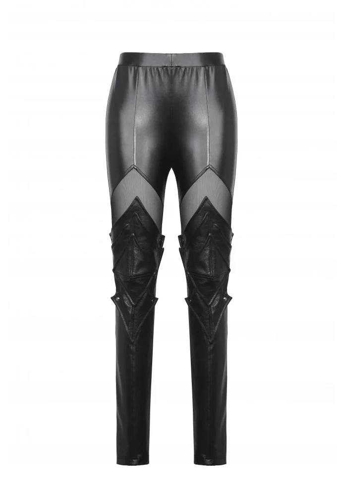 Black PU Leather Armor Knight - Pants - Image 4