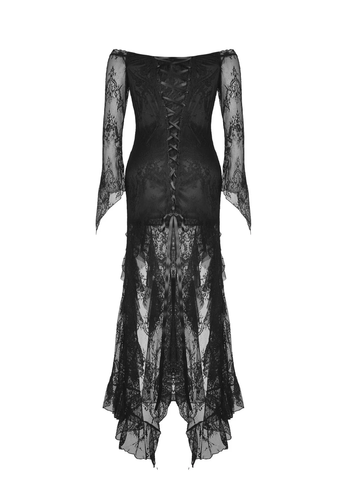 Gothic Black Lace Frill Swallow Tail Mermaid - Dress - Image 7