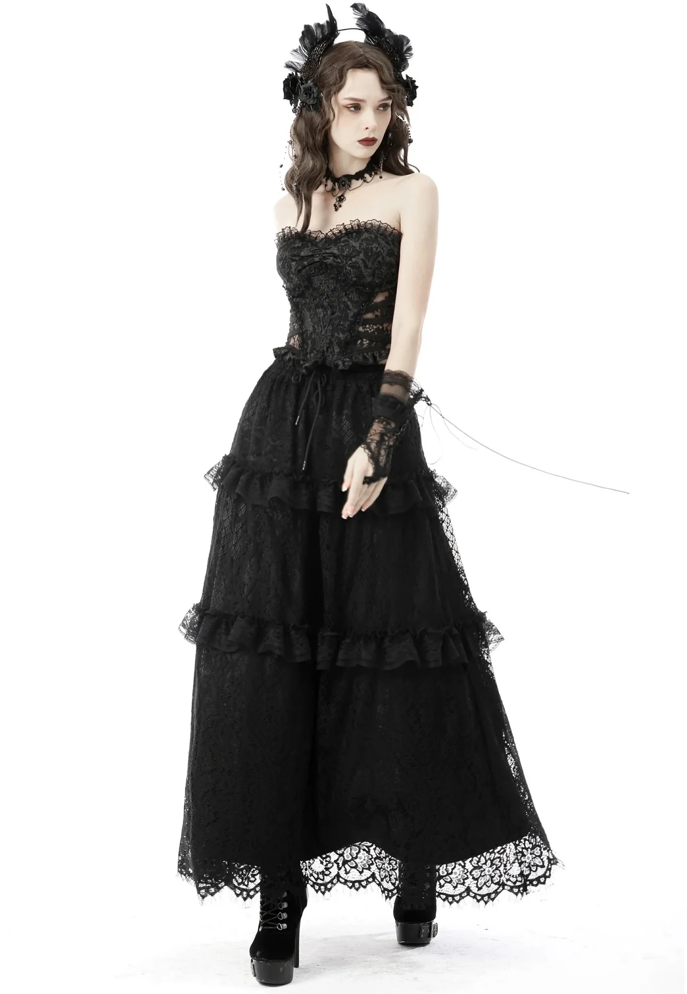 Gothic Hollow Out Sexy Jacquard Black - Corset - Image 5