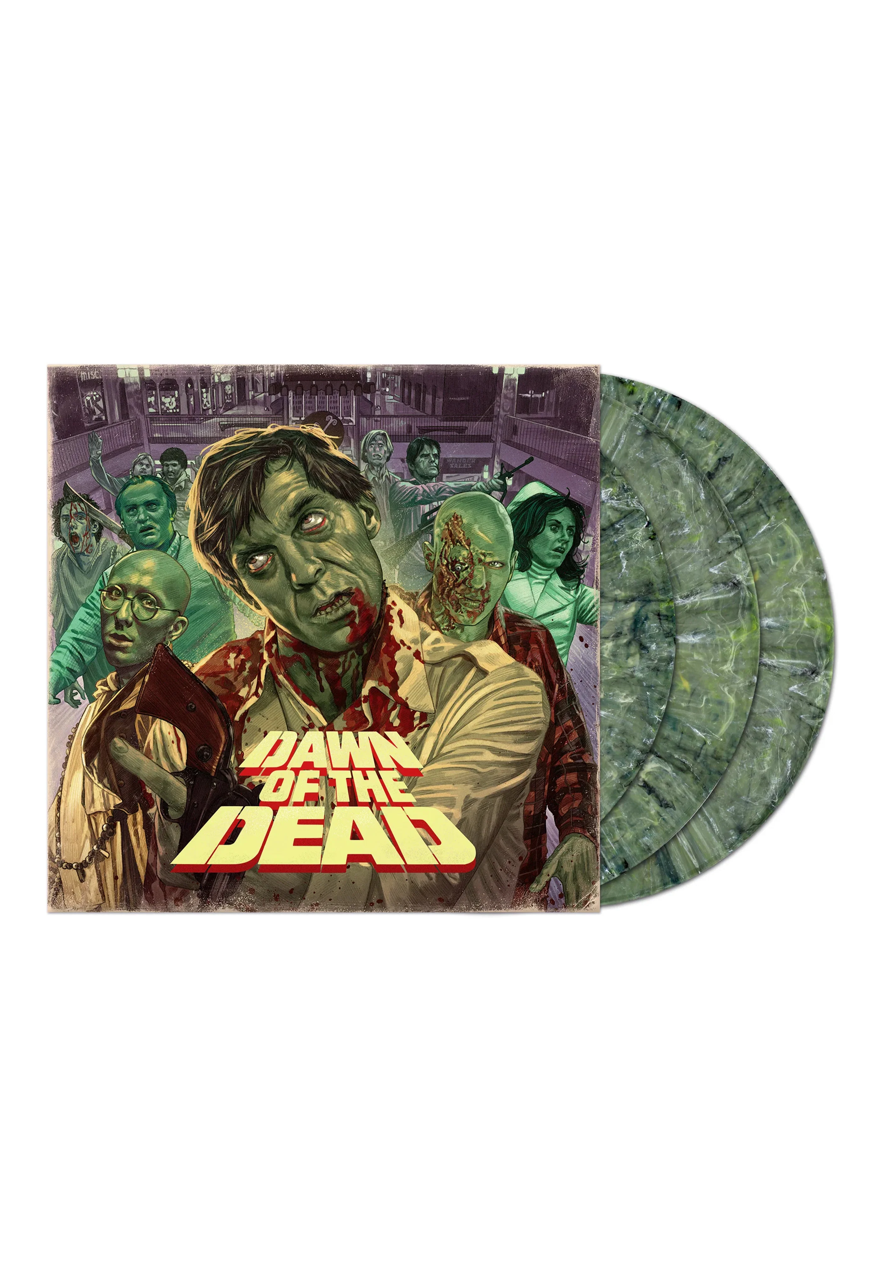 Dawn Of The Dead (Library Cues) OST Ltd. Green w/ Black/White - Colored 3 Vinyl