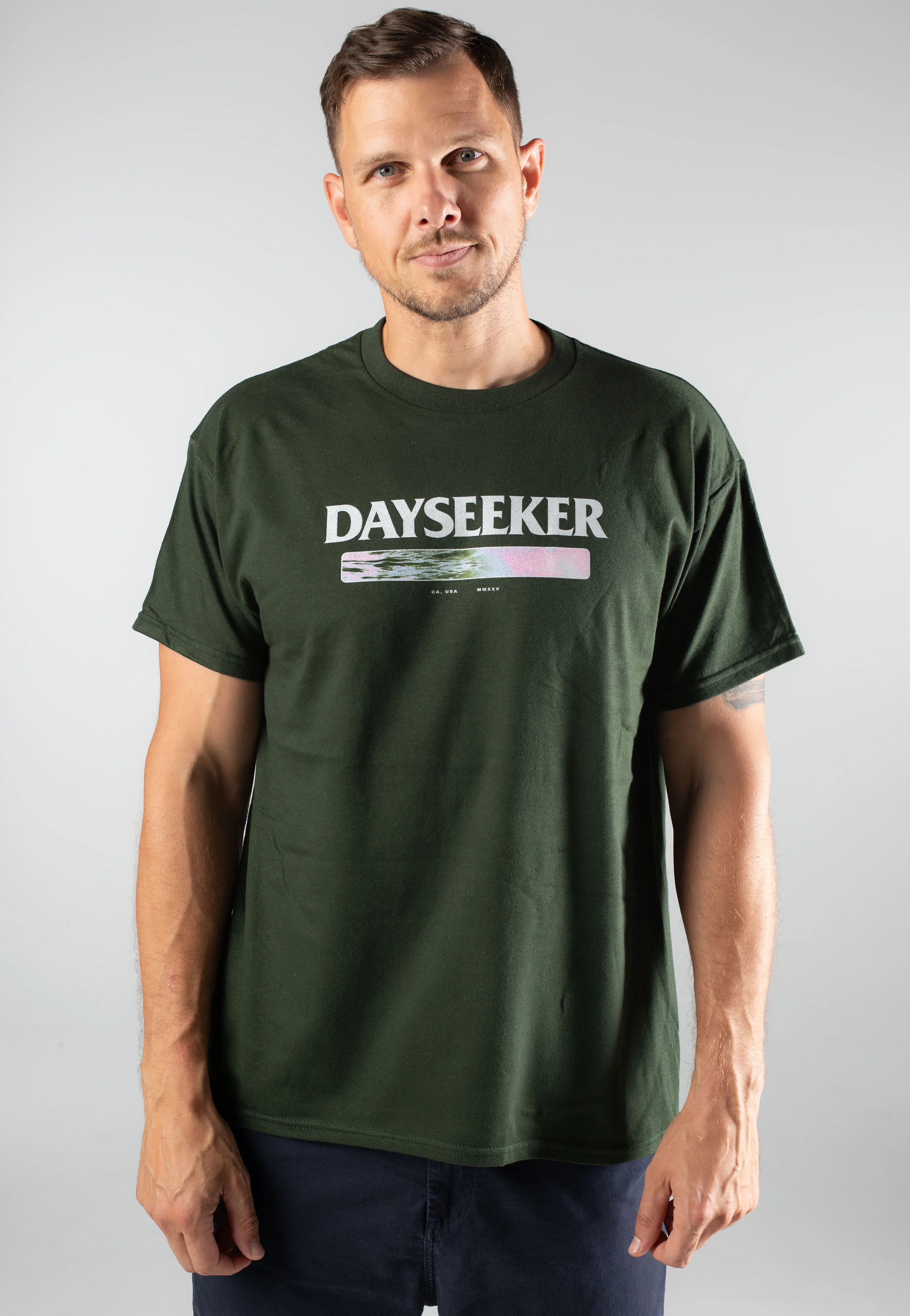 Pale Moonlight Flower Forest Green - T-Shirt - Image 3