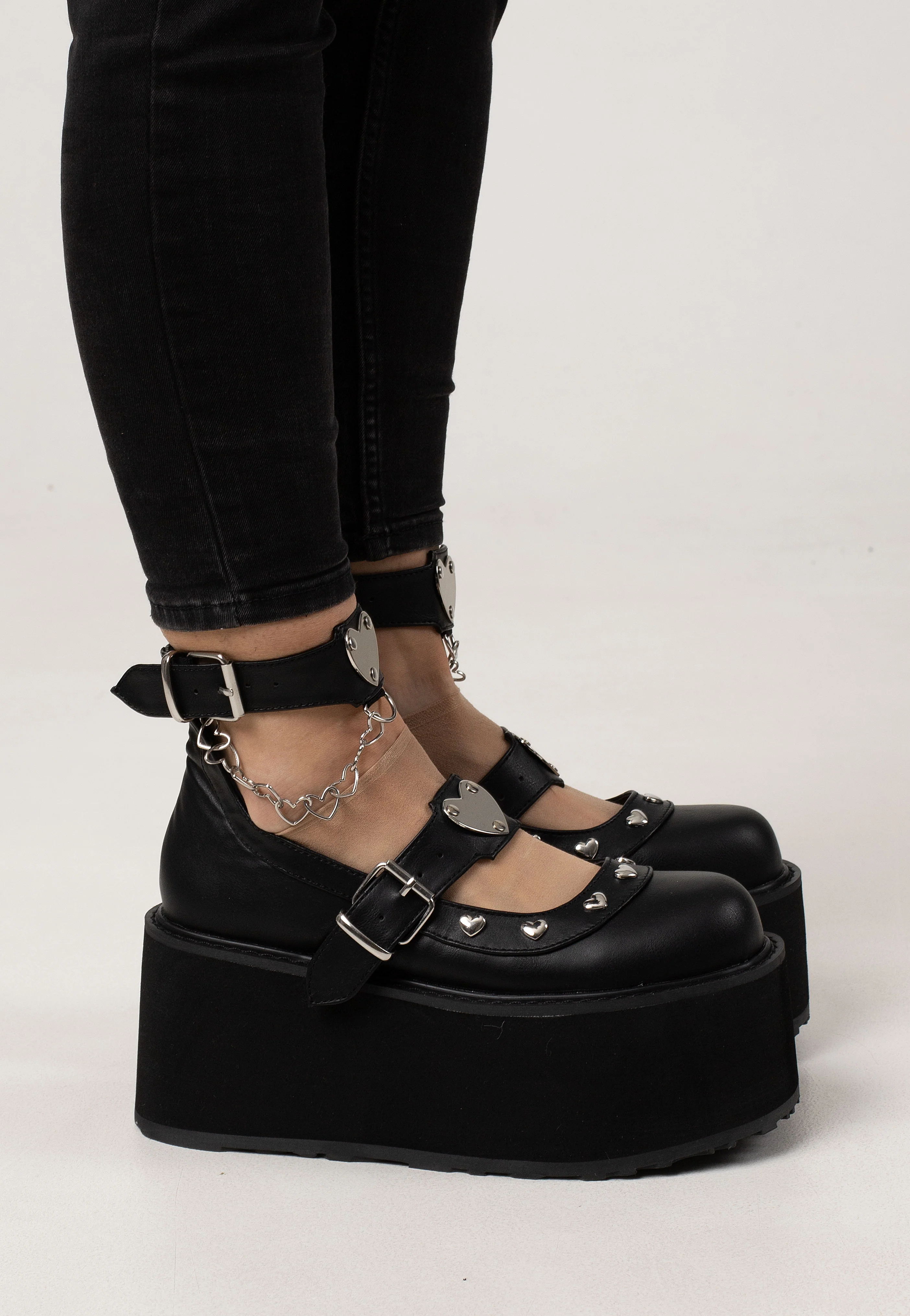 4 1/2 Platform Dual Strap Black - Girl Shoes - Image 6