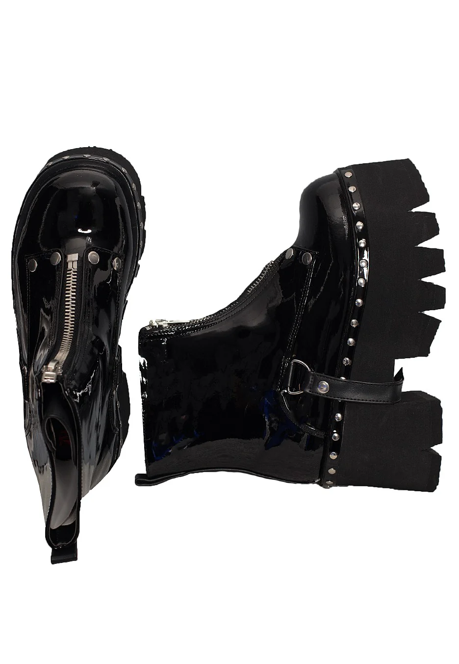 Ashes 100 Metal Front Zip Patent Vegan Leather - Girl Shoes - Image 2