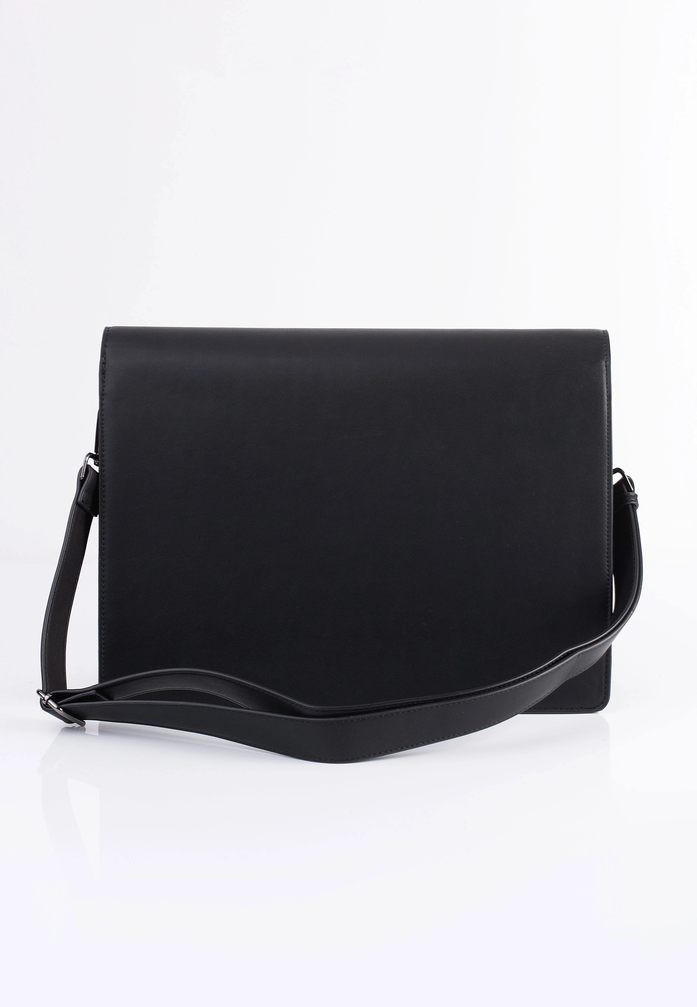 Faux Leather Large Crossbody Black - Messenger Bag - Image 5