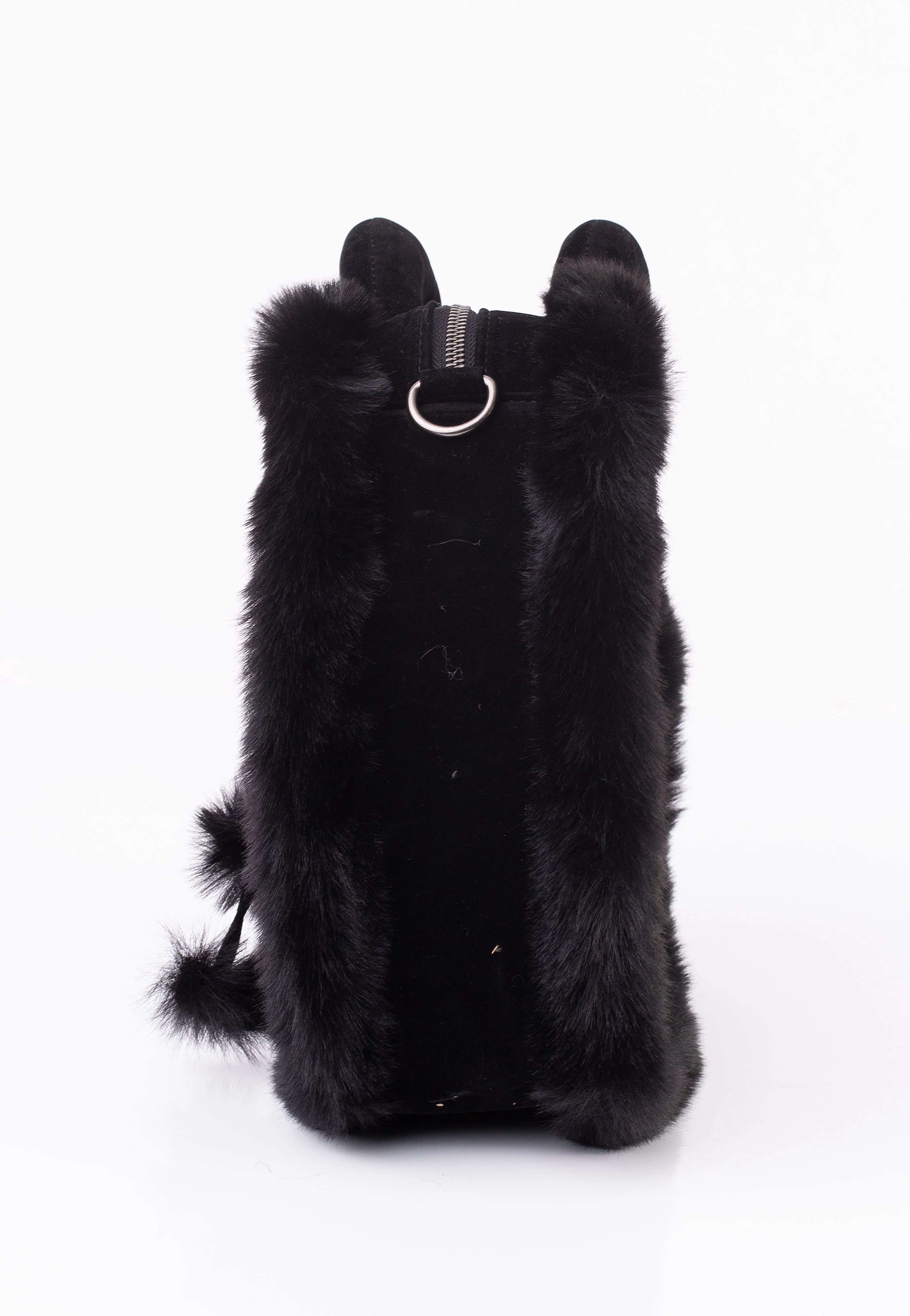 Faux Suede And Fur Heart Shaped Black - Bag - Image 3