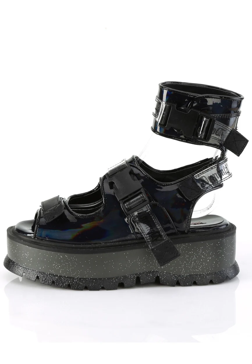 Slacker 15B Black Holo Pat - Girl Sandals - Image 3