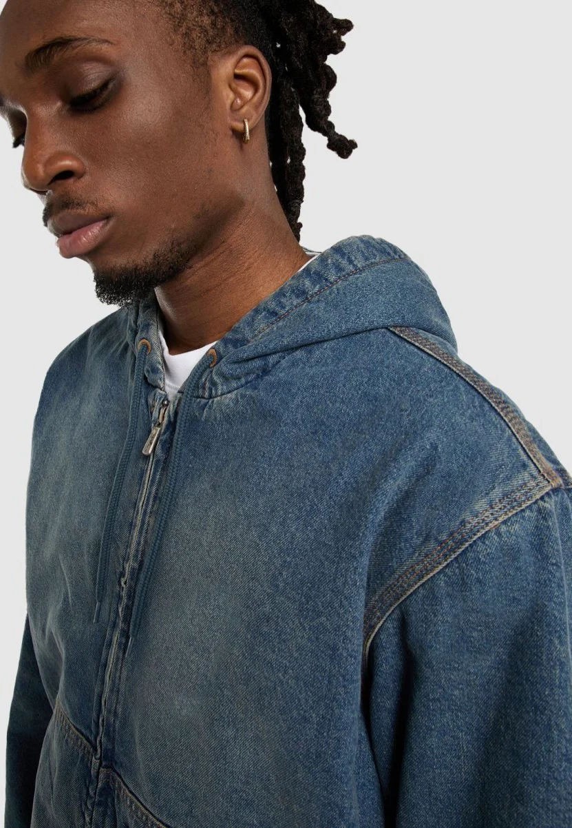 Hilham Hooded Khaki Tinted Blue - Jeans Jacket - Image 4
