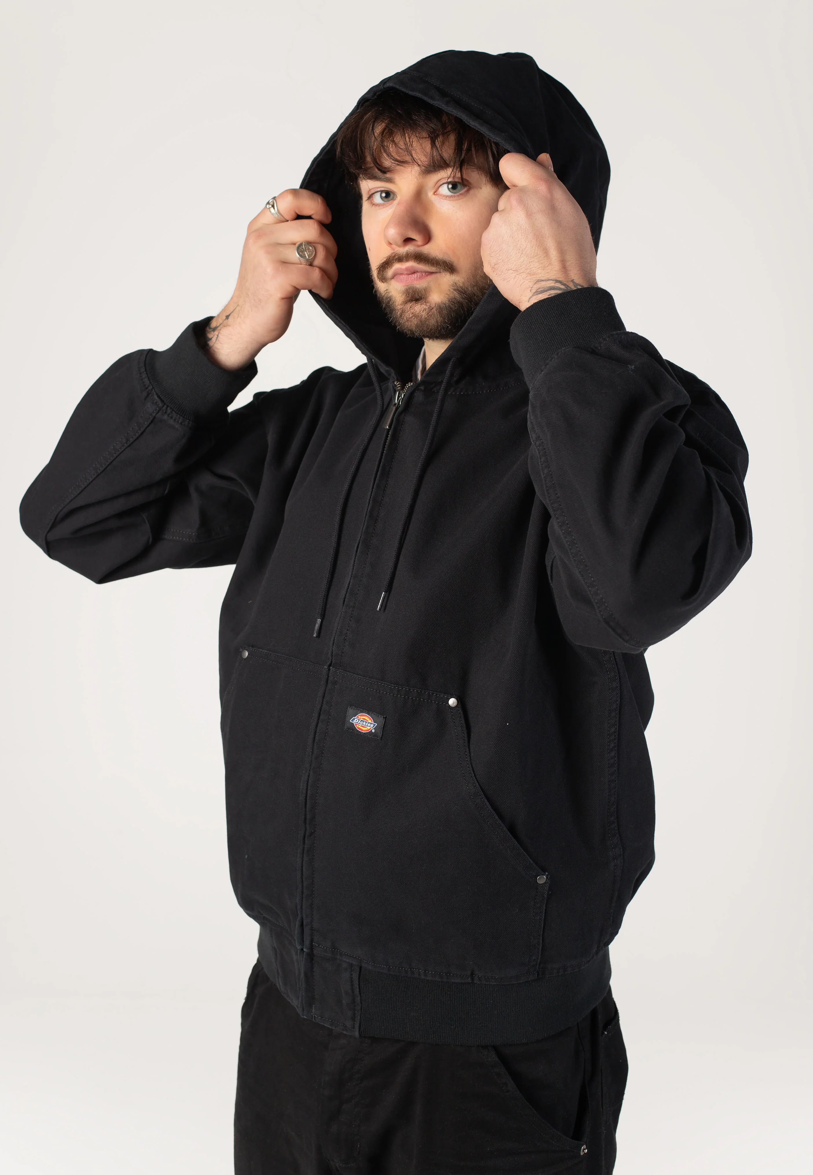 Unlined Canvas Hooded Black - Jacket - Image 8