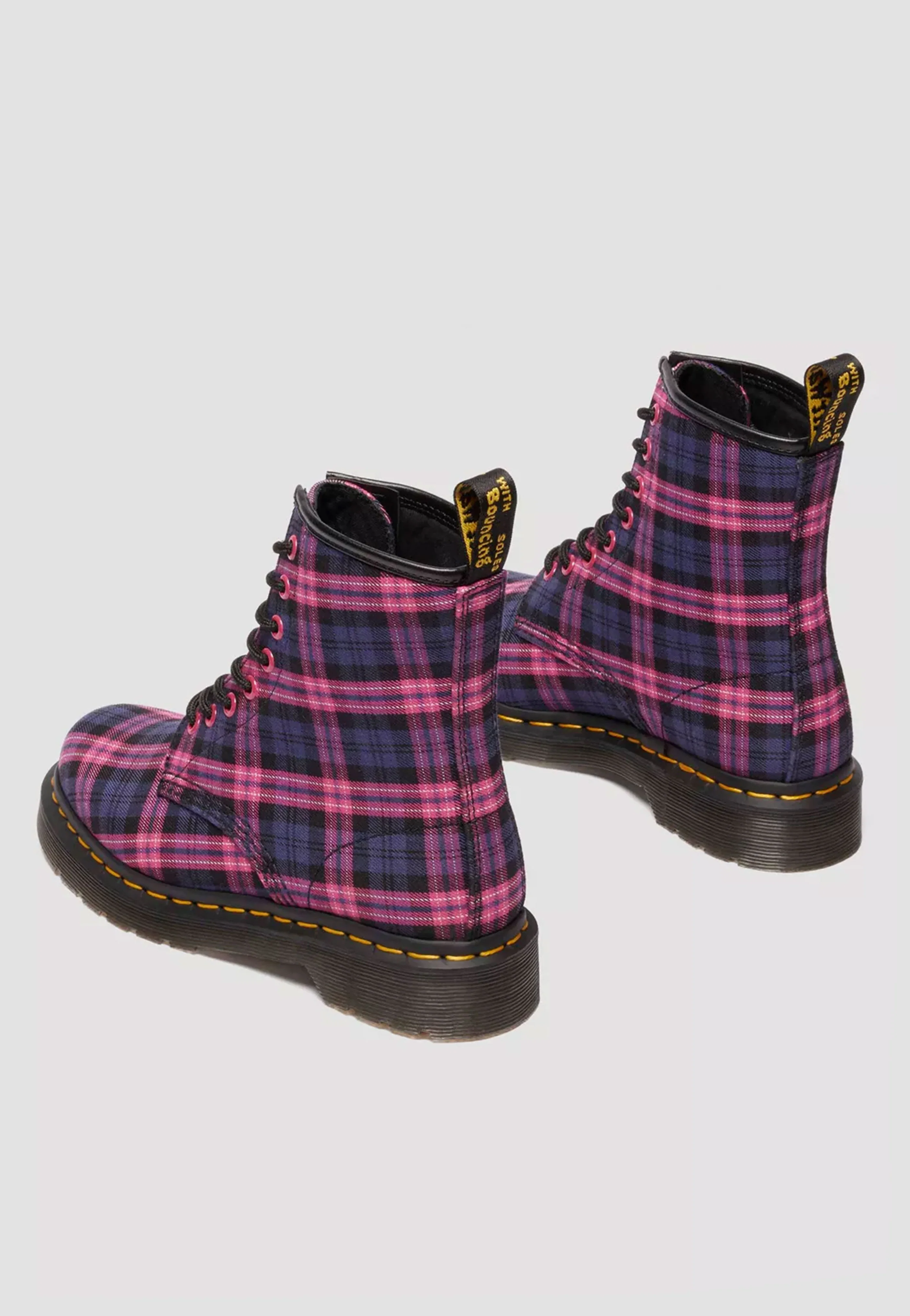1460 8 Eye Pink Multi Tartan - Girl Shoes - Image 3