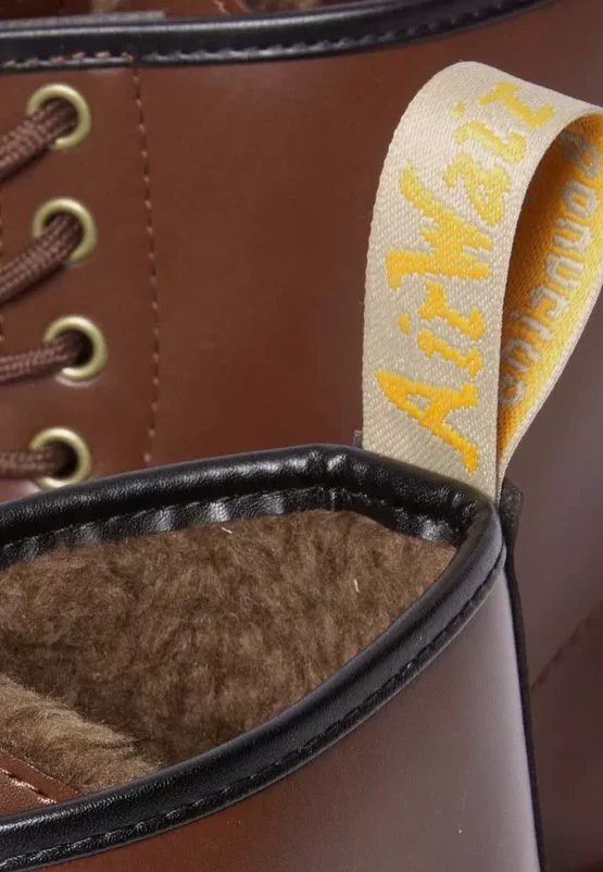 Vegan 1460 Brown Norfolk Flat & Brown Borg Fleece - Shoes - Image 7