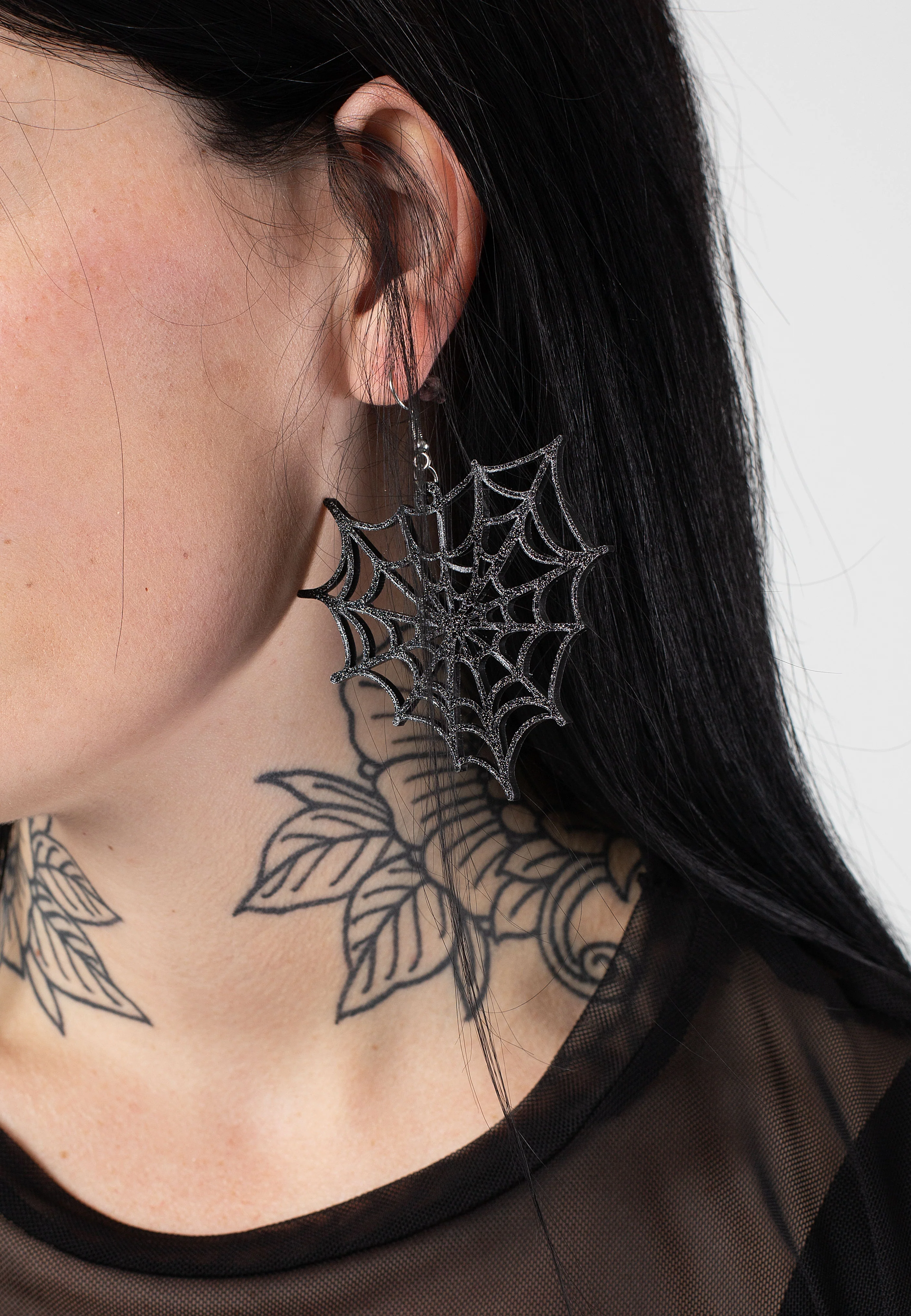 Glitter Web Black - Earrings - Image 2