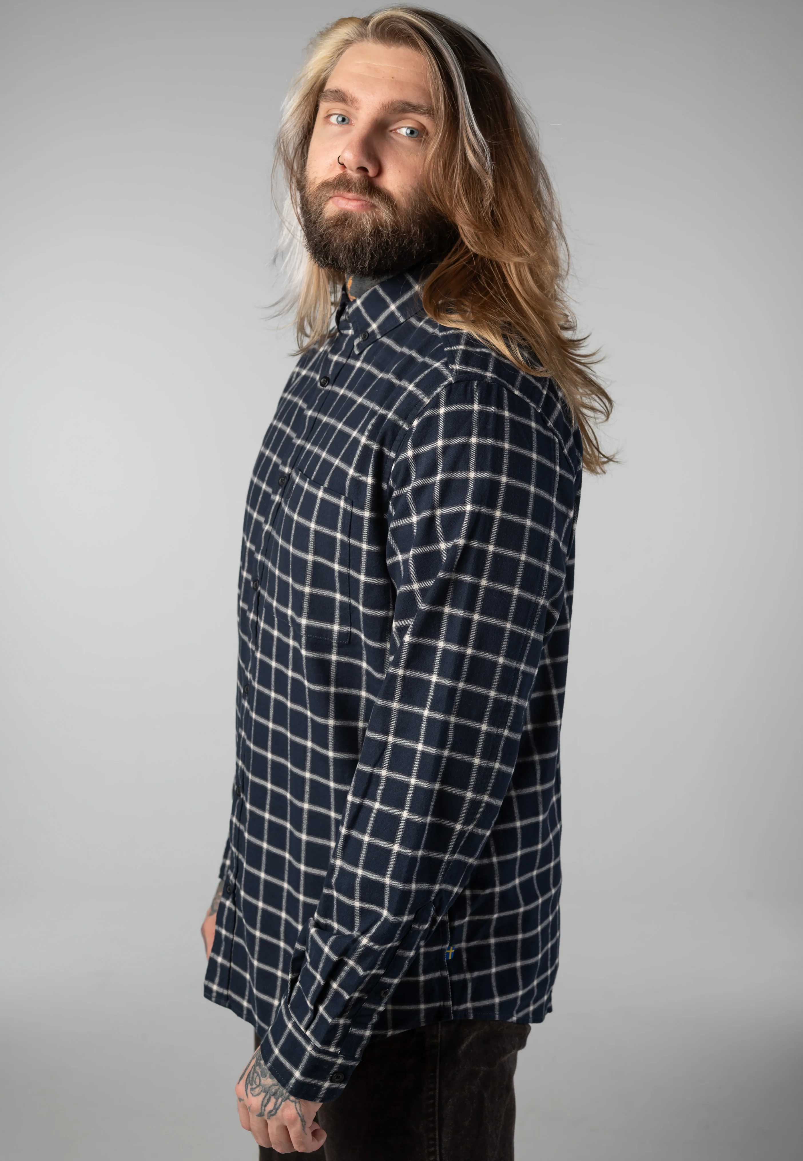 Övik Flannel Dark Navy/Chalk White - Shirt - Image 3