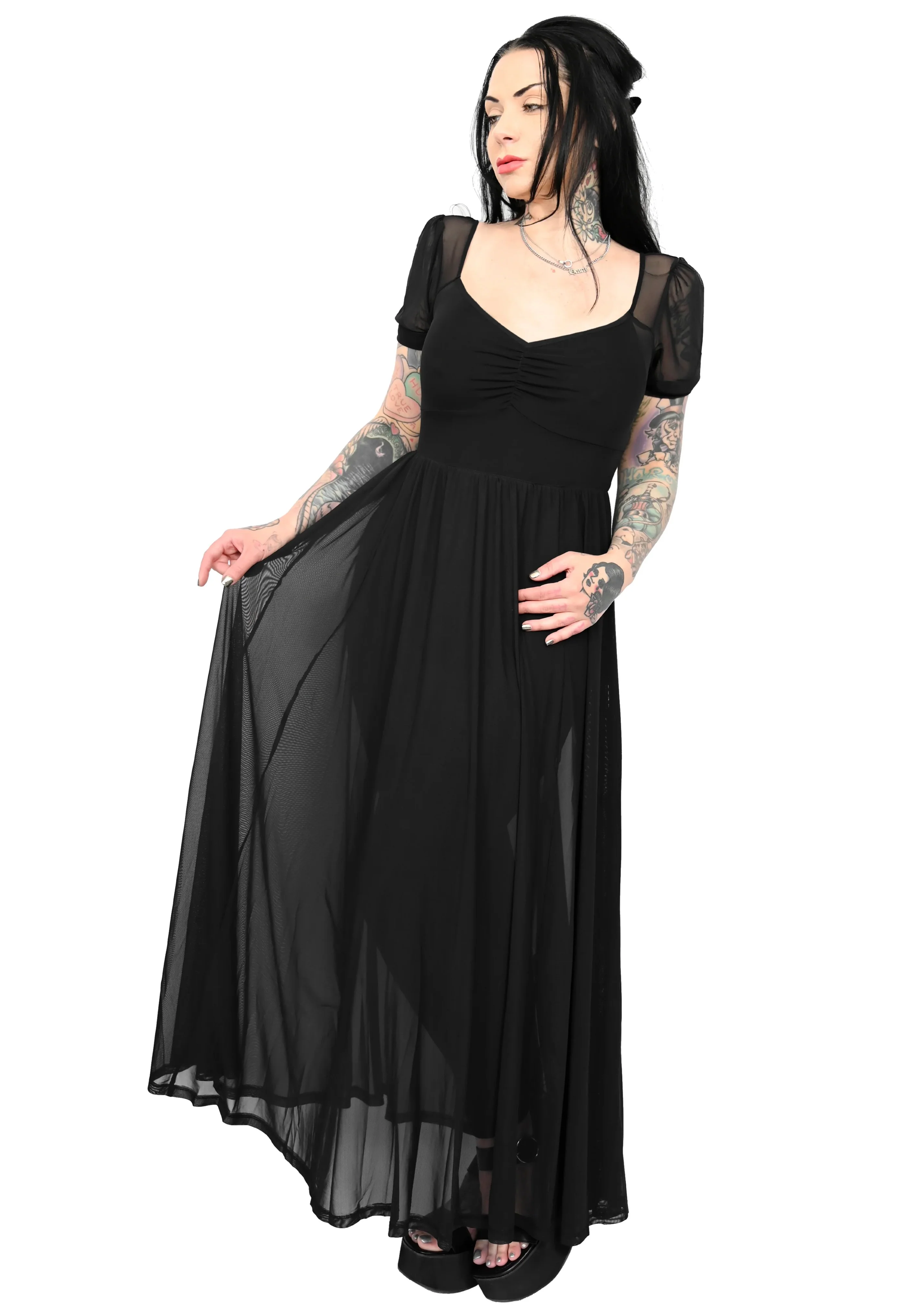 Lily Mesh Maxi Black - Dress - Image 3