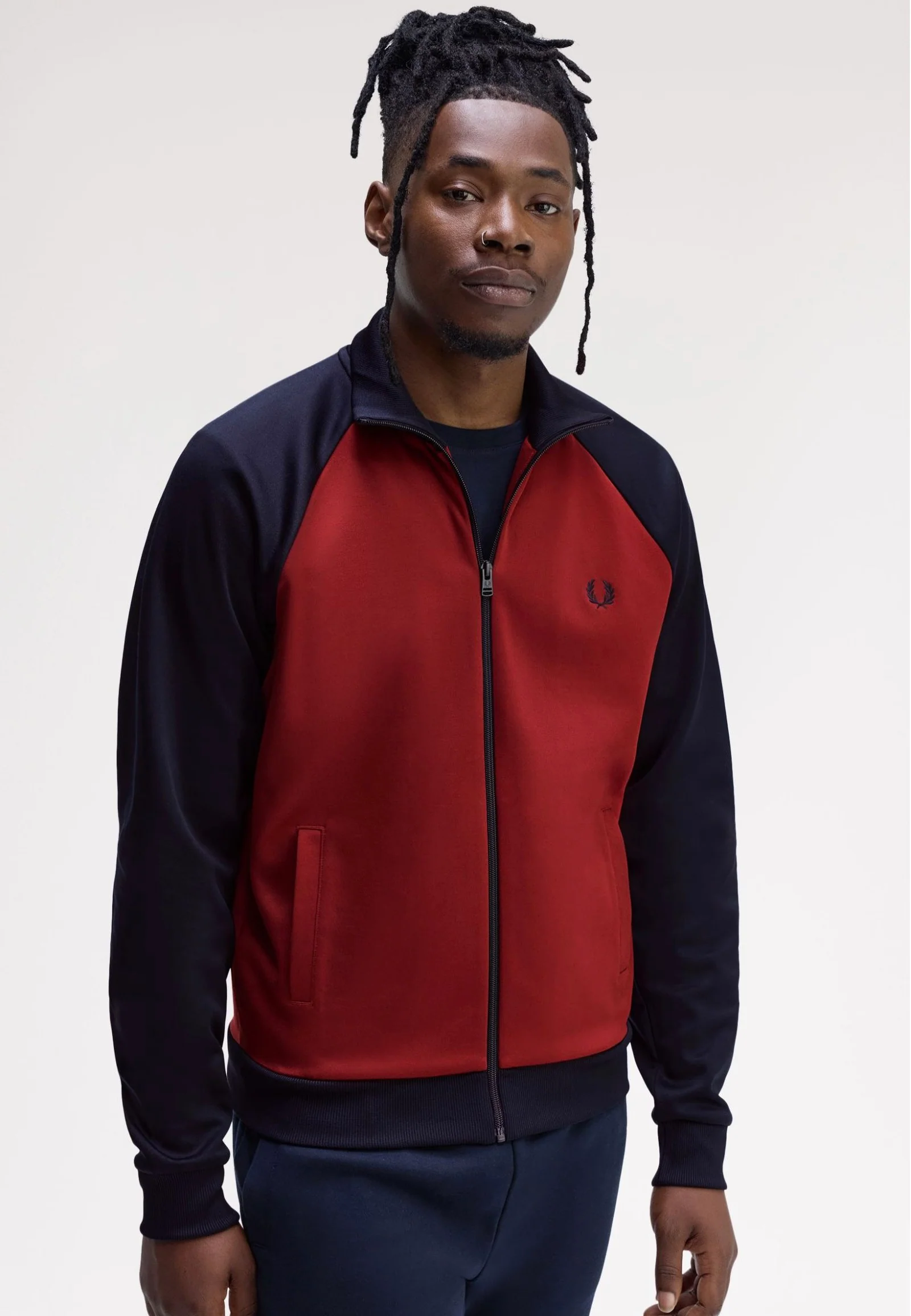 Contrast Sleeve Burnt Red/Navy - Track Jacket - Image 2