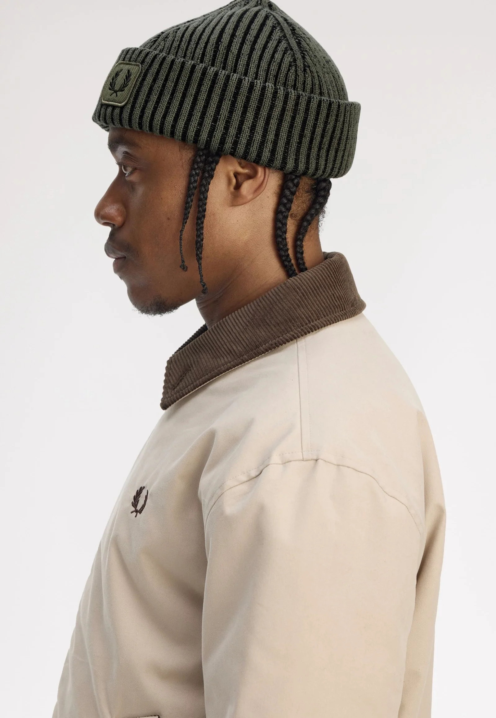 Cotton Ribbed Laurel Wreath Green/Black - Beanie - Image 6