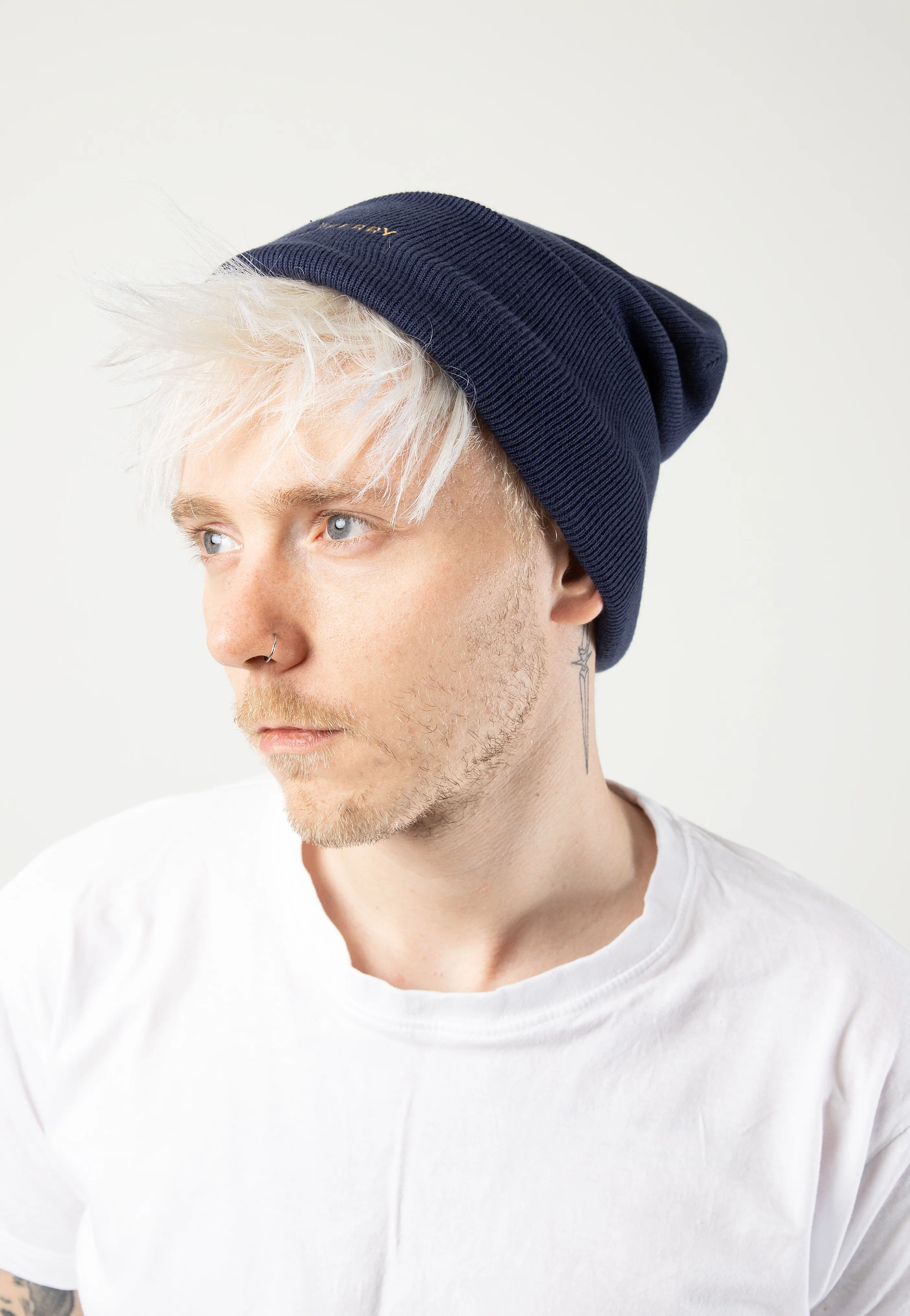 Graphic French Navy/Dark Caramel - Beanie - Image 4