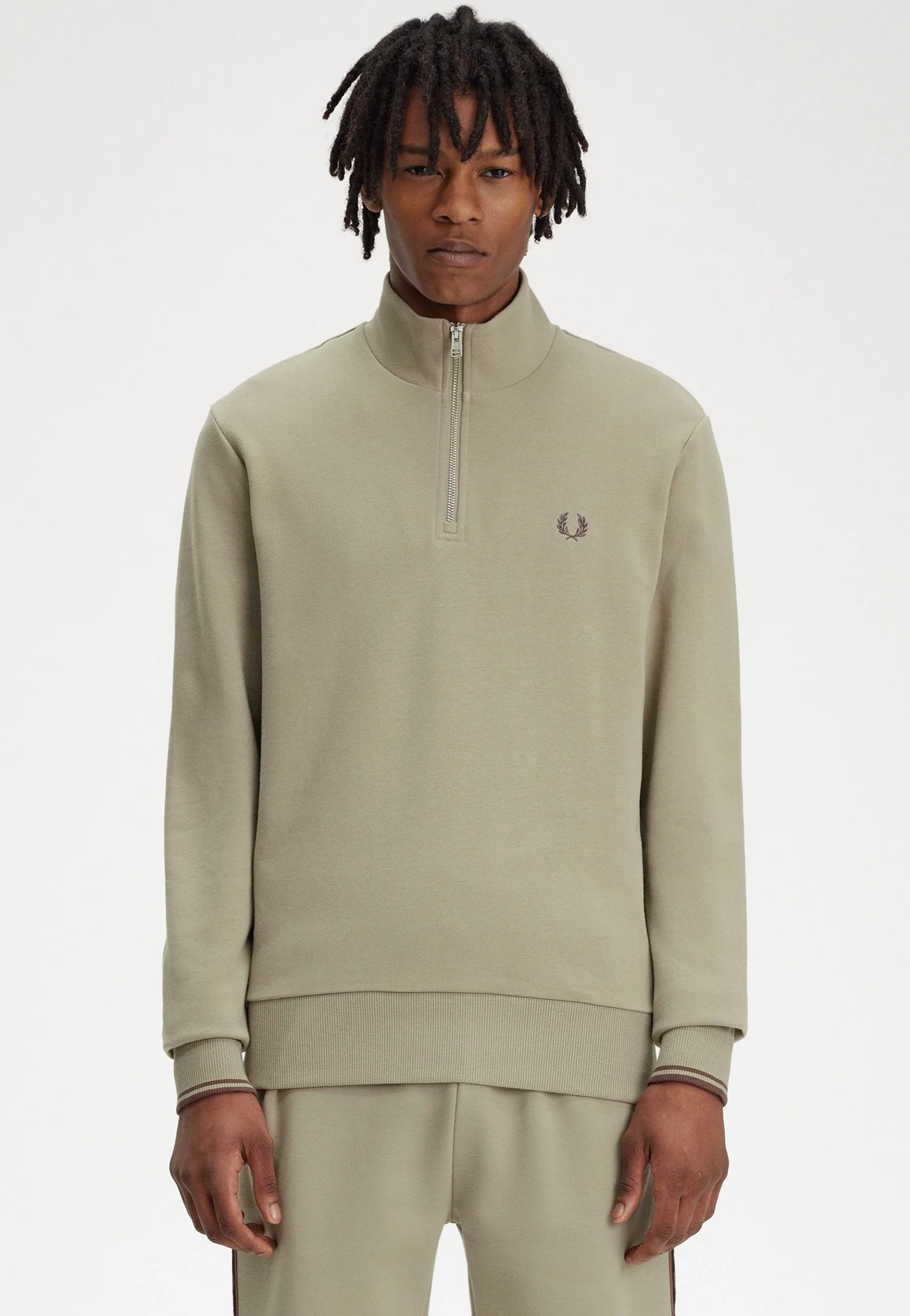 Half Zip Warm Grey/Brick - Pullover