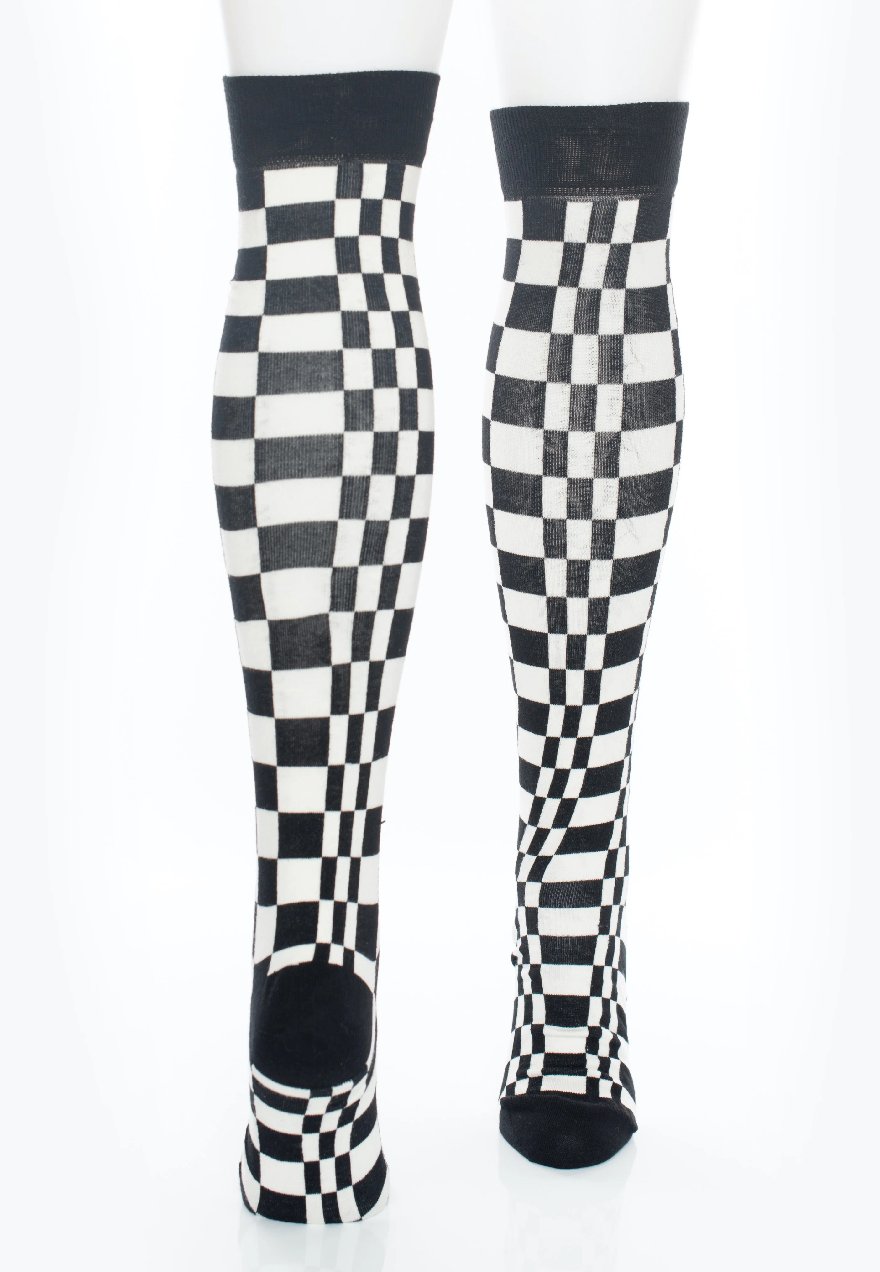 Long Chequerboard Black/Ecru - Socks - Image 2
