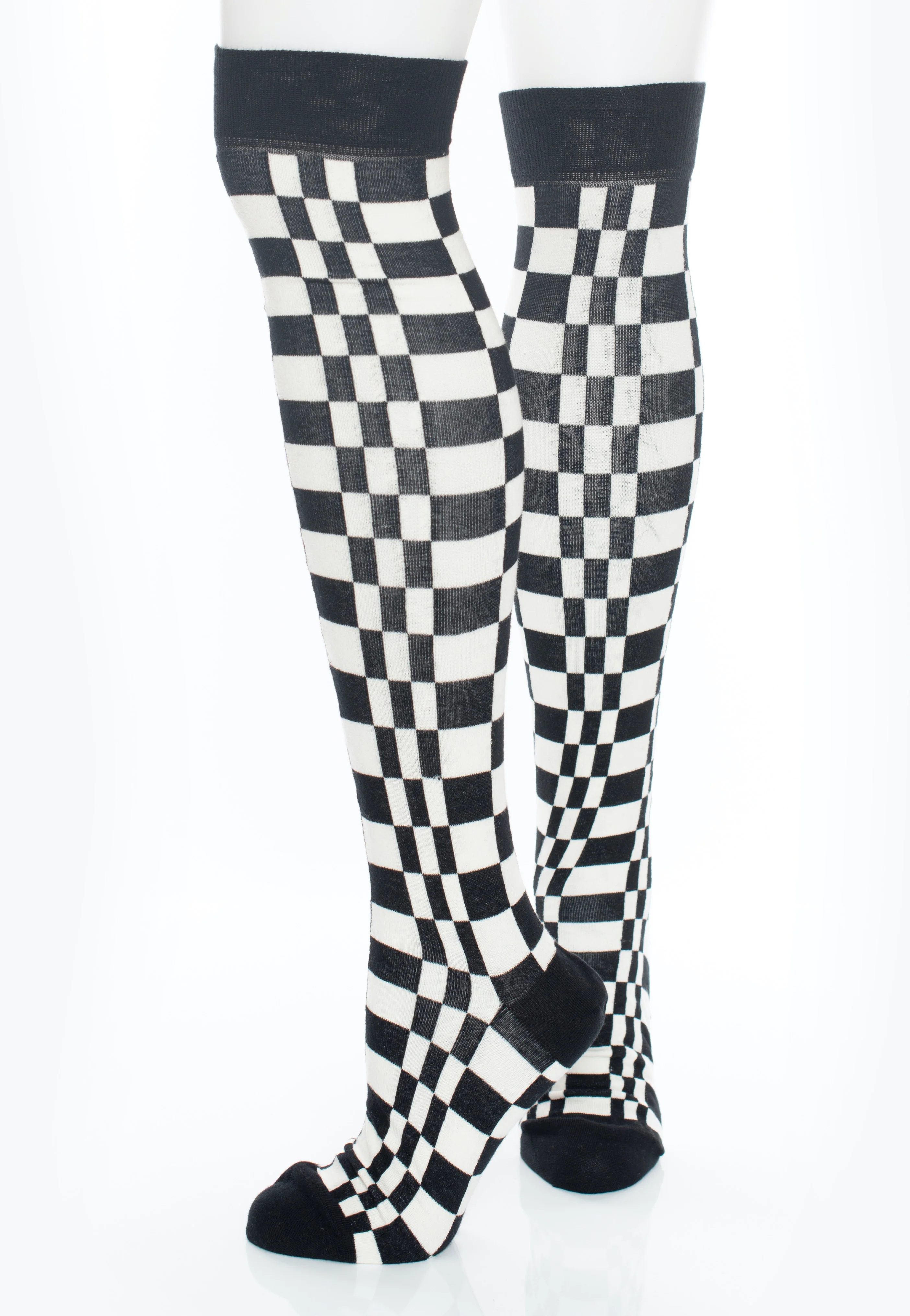 Long Chequerboard Black/Ecru - Socks - Image 3