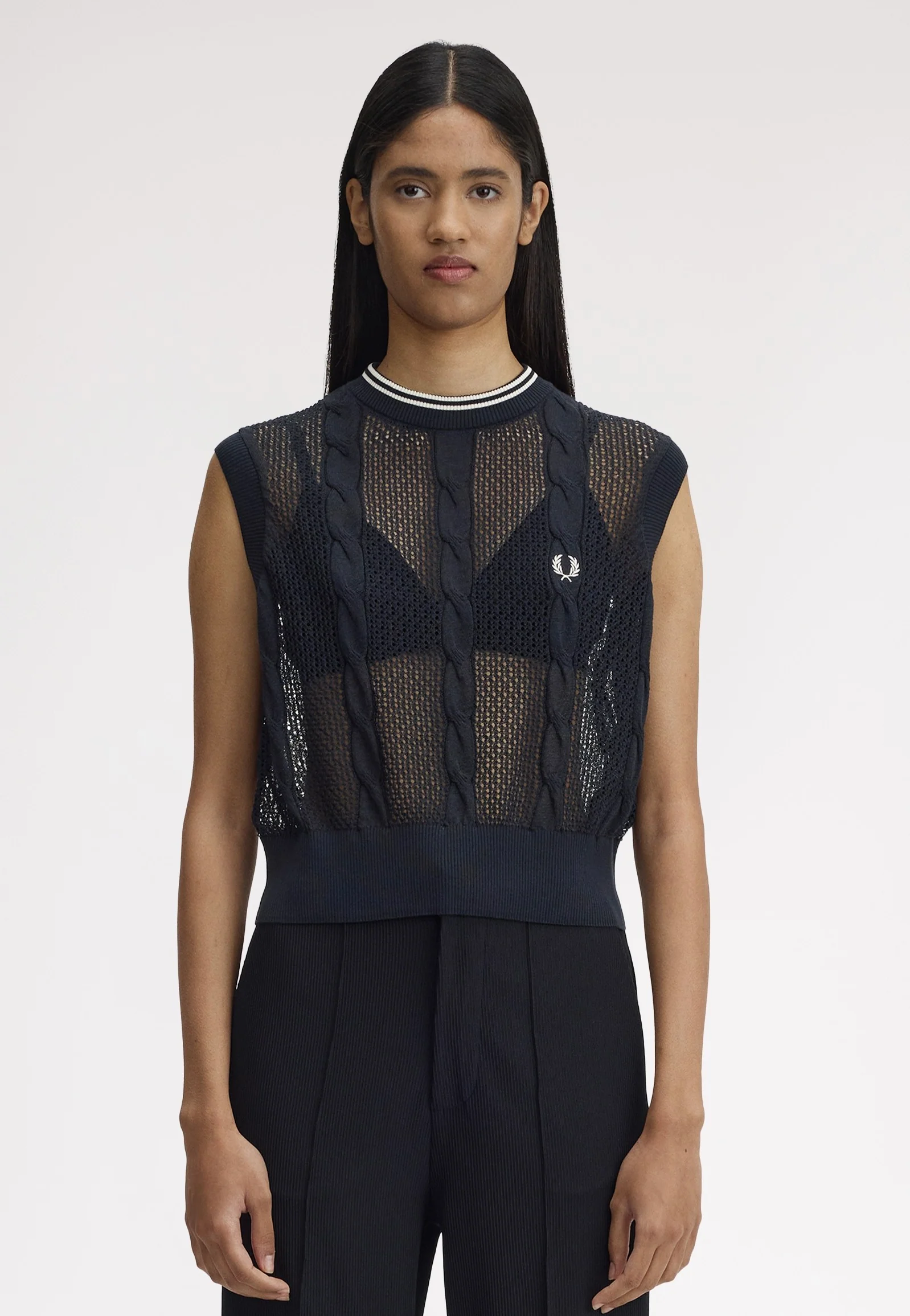 Mesh Cable Knit Navy - Top - Image 5