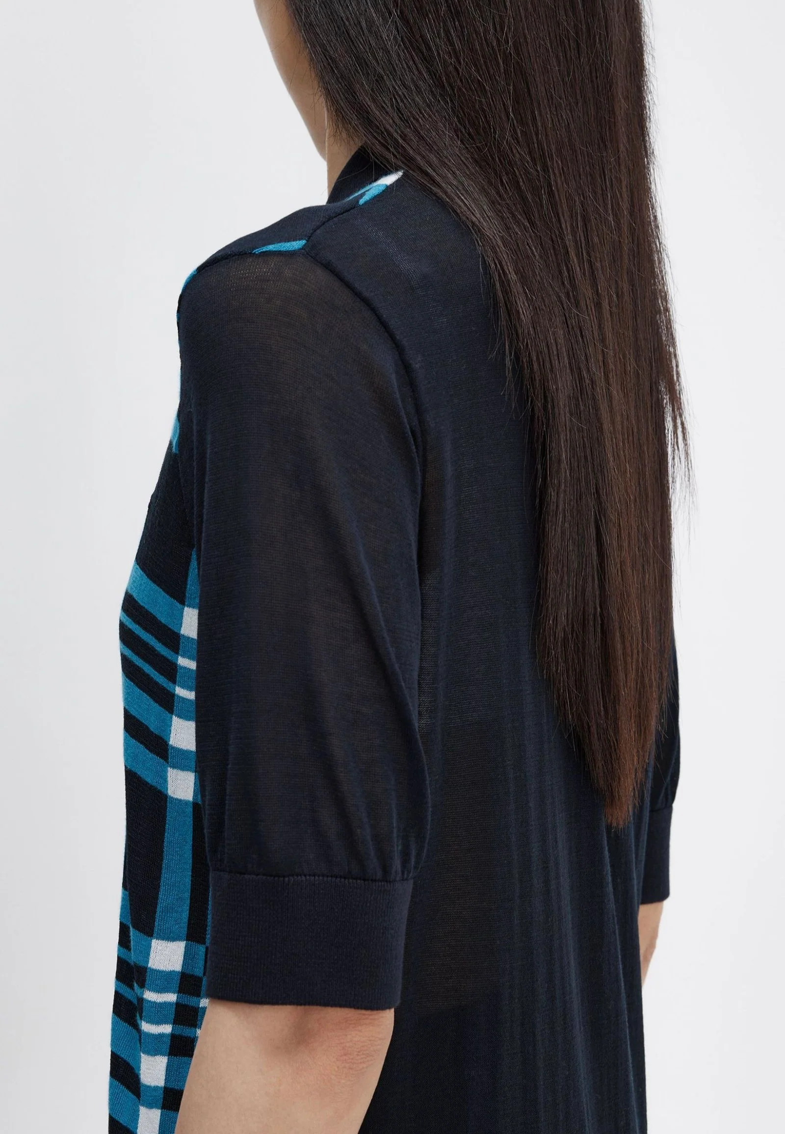 Sheer Tartan Knitted Navy - Polo - Image 5