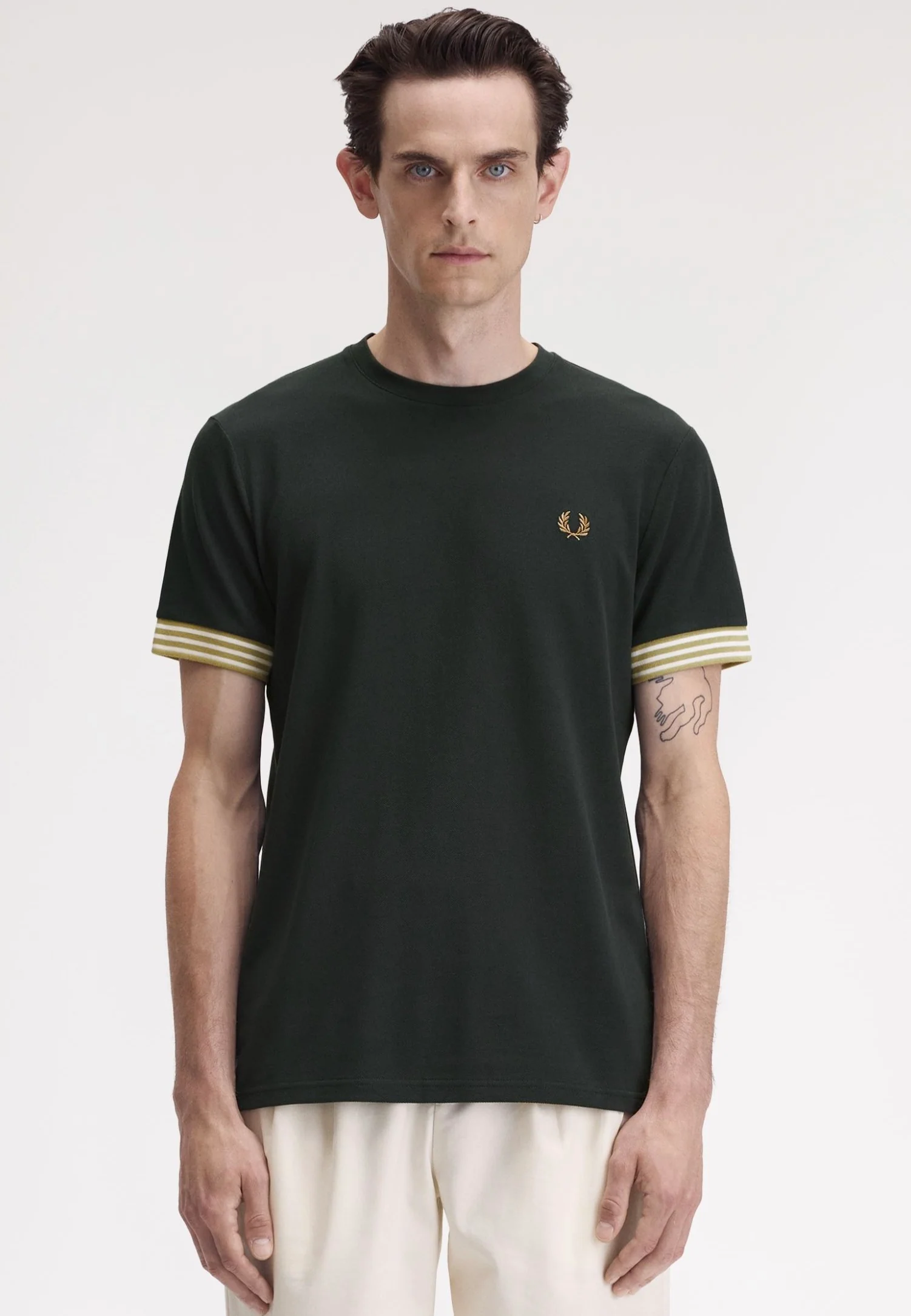 Striped Cuff Night Green - T-Shirt - Image 5