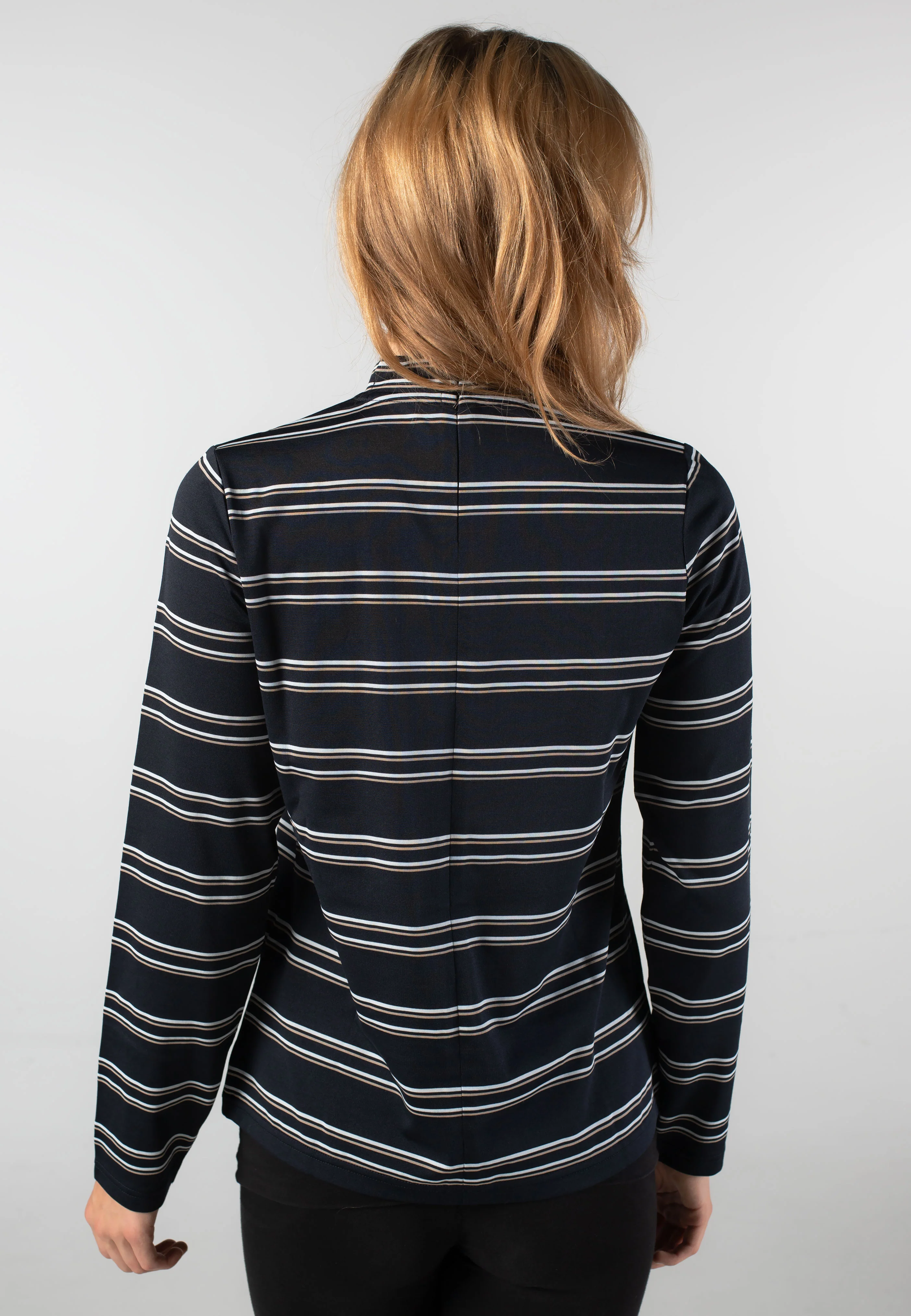 Striped Mock Neck Navy - Longsleeve - Image 2