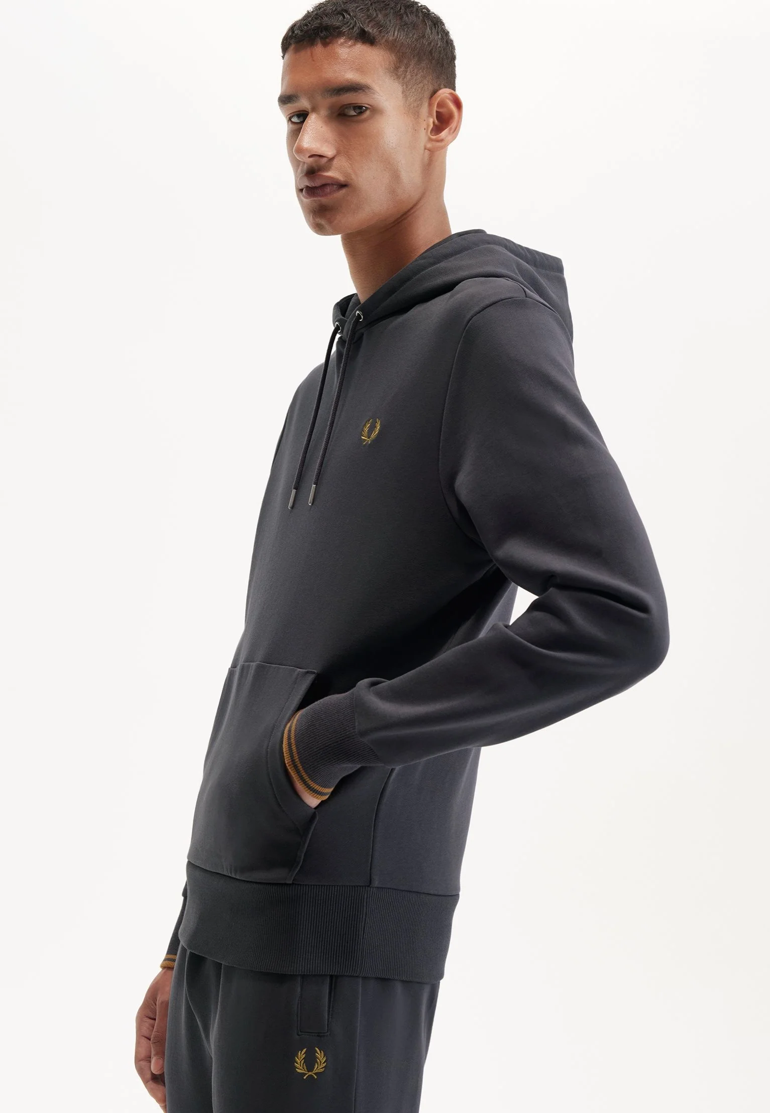 Tipped Hooded Anchor Grey/Dark Caramel - Hoodie - Image 3