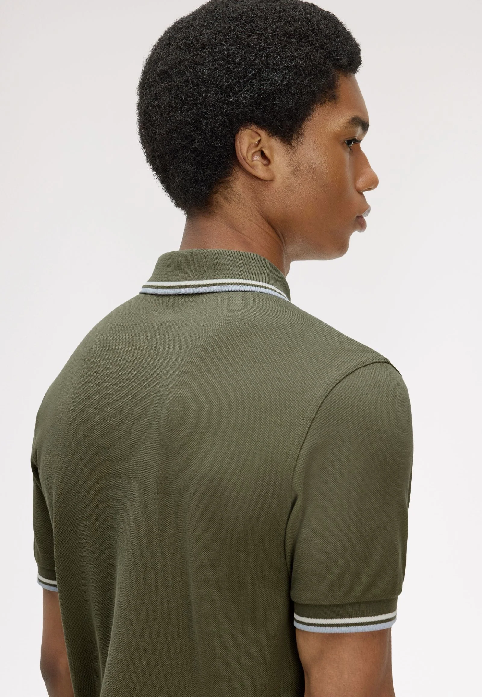 Twin Tipped Laurel Wreath Green/Ecru/Dusky Blue - Polo - Image 3