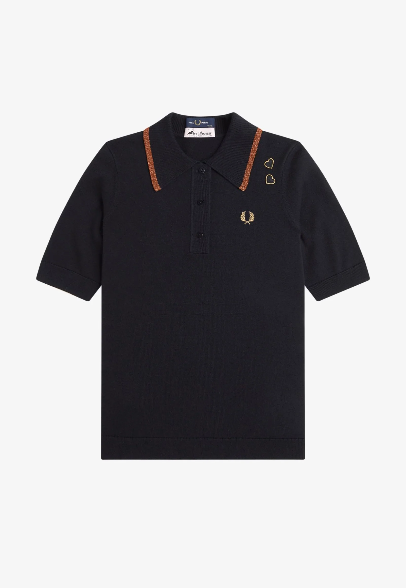 Fred Perry x Amy Winehouse - Metallic Tipped Knitted Black - Polo - Image 6
