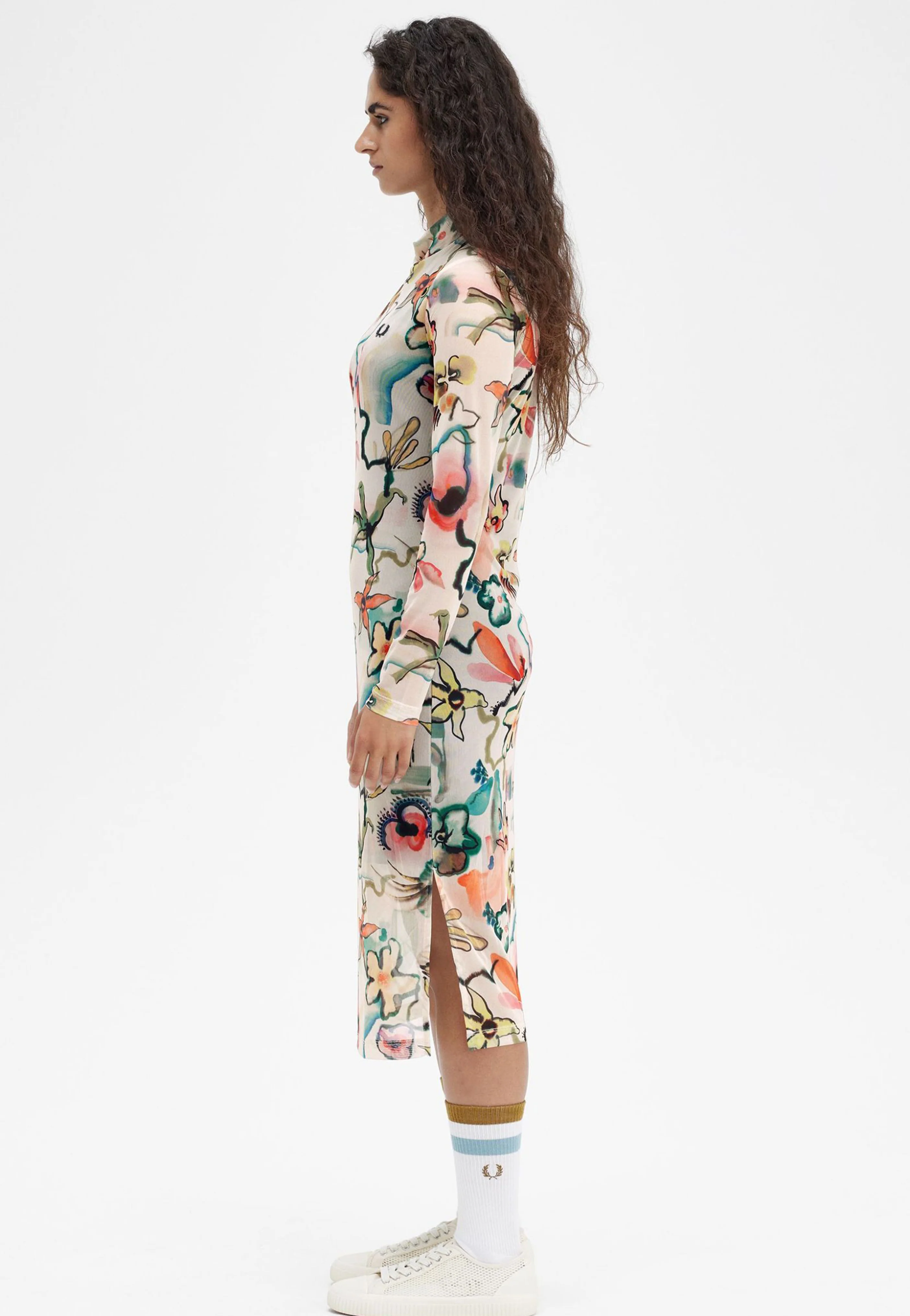 Fred Perry x Amy Winehouse - Printed Mesh Mock Neck Silky Peach - Dress - Image 8
