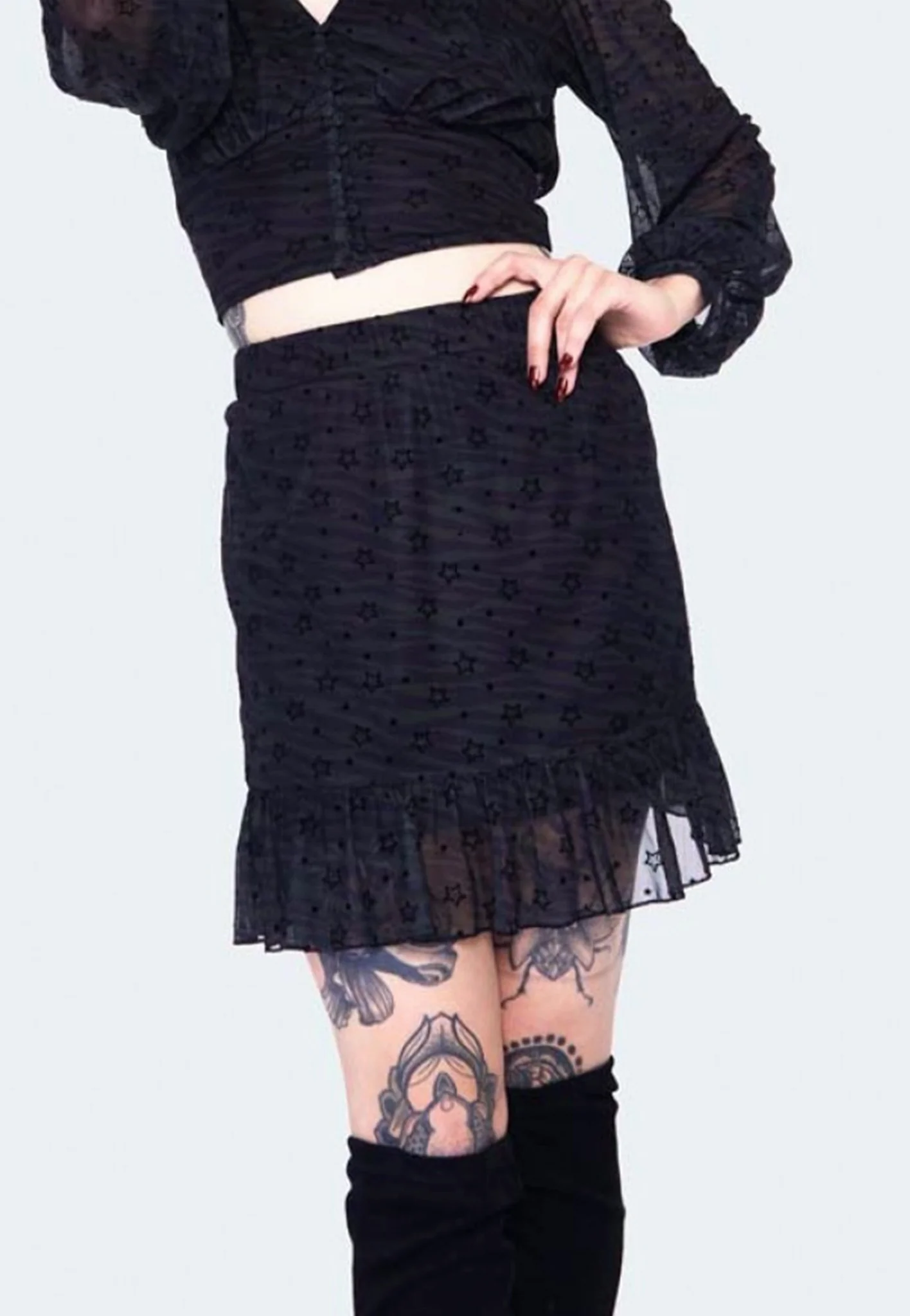 Dark Green Zebra With Stars Mini Green - Skirt