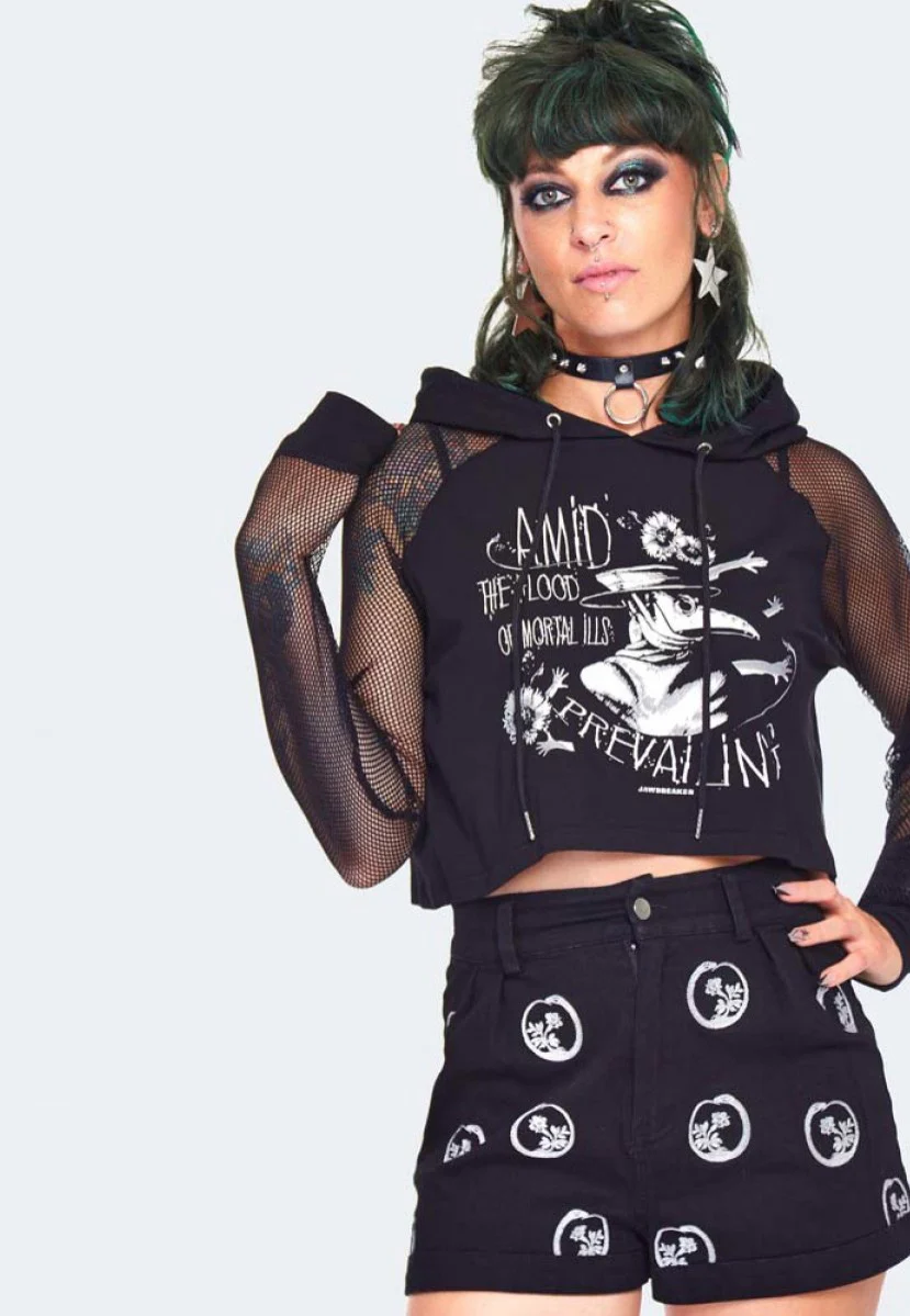 Prevailing Printed Cropped Black - Hoodie - Image 2