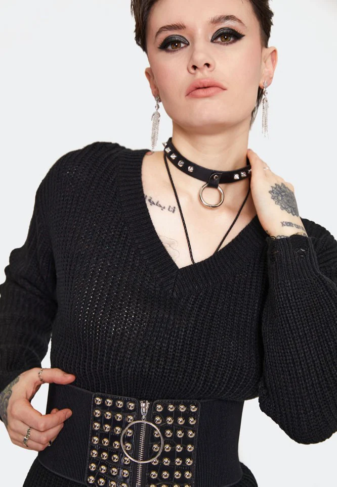 Ripped Knitted Black - Dress - Image 3