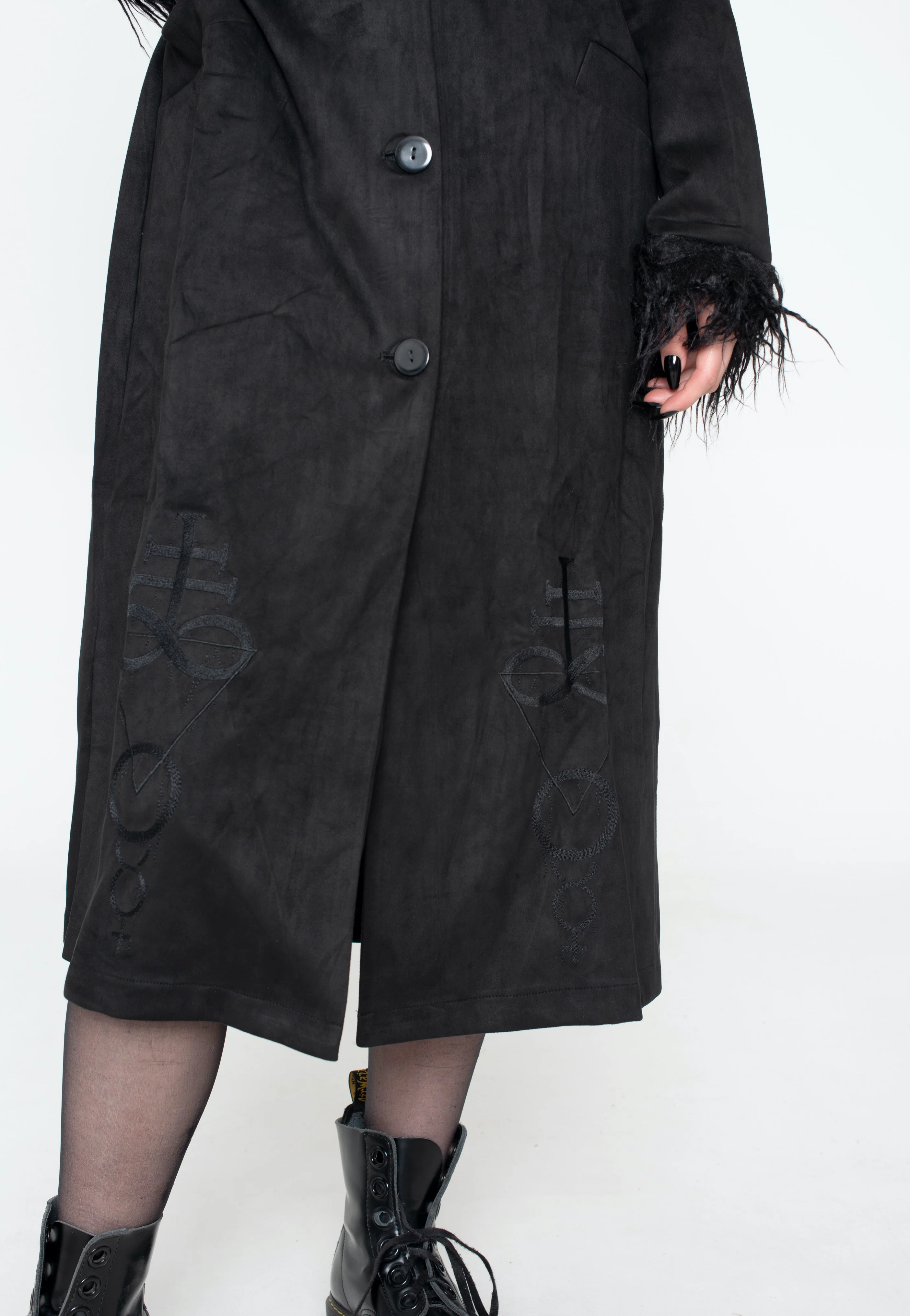 Spirited Embroidered Maxi Suede Black - Jacket - Image 5