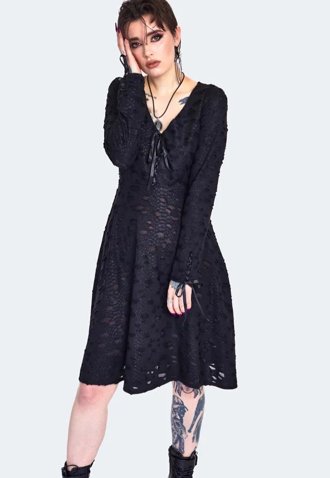 Venom Print Distressed Skater Black - Dress - Image 3