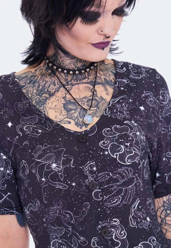 Zodiac Constellation Midi Black - Dress - Image 4
