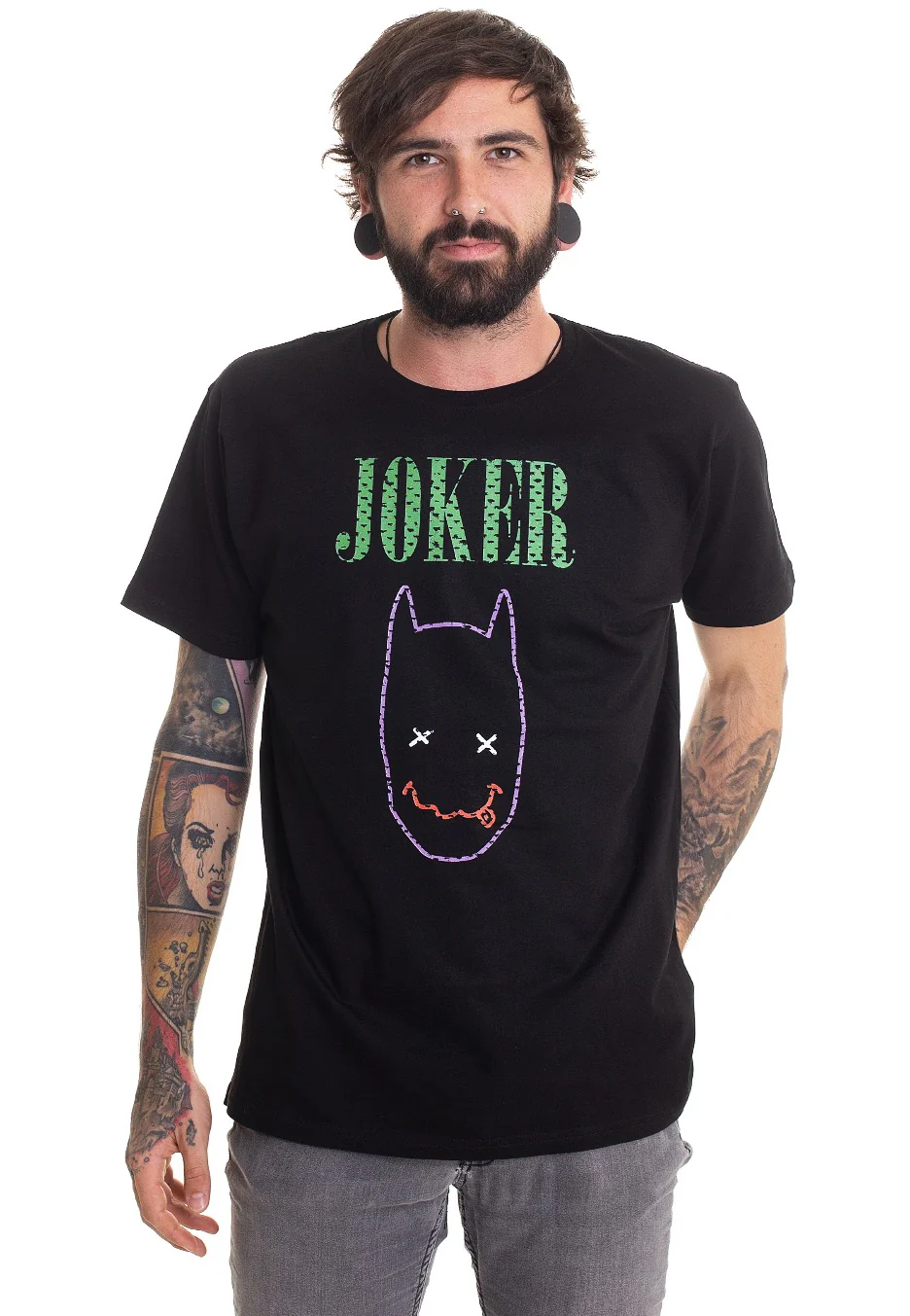 Bat Man Smile Sketch - T-Shirt - Image 3