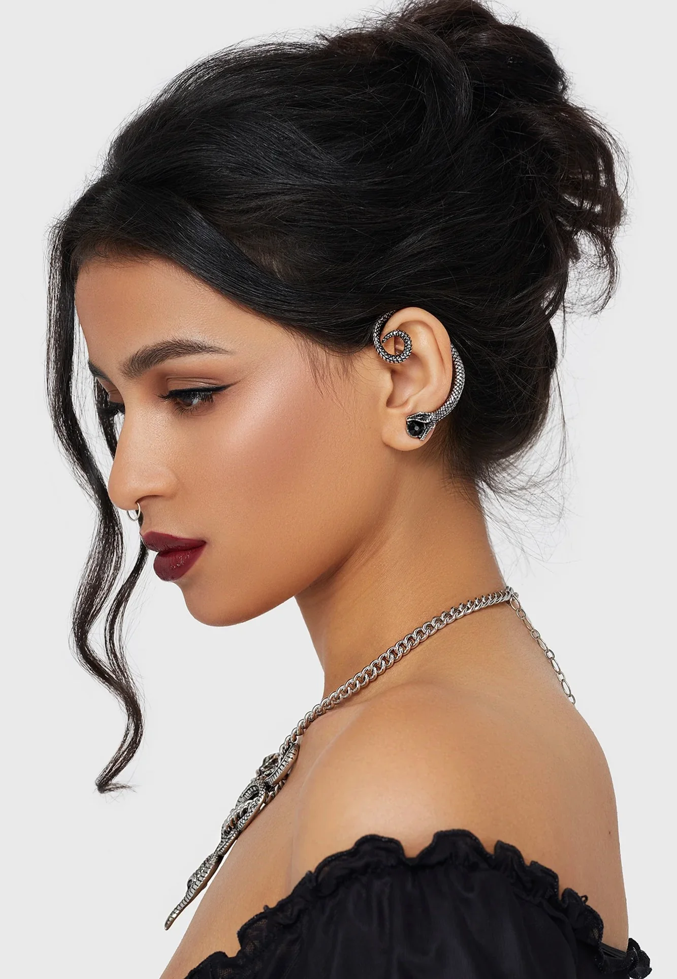 Snake Venom Ear Climber Silver - Earrings - Image 3