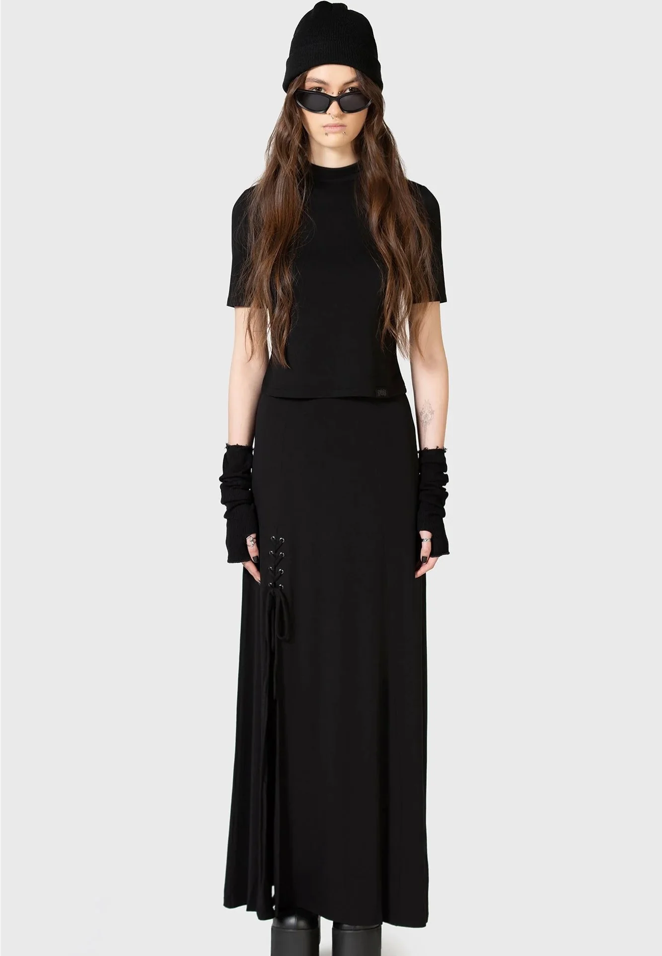 Killstar x Kihilist - Secretly Weep Maxi Black - Skirt - Image 4