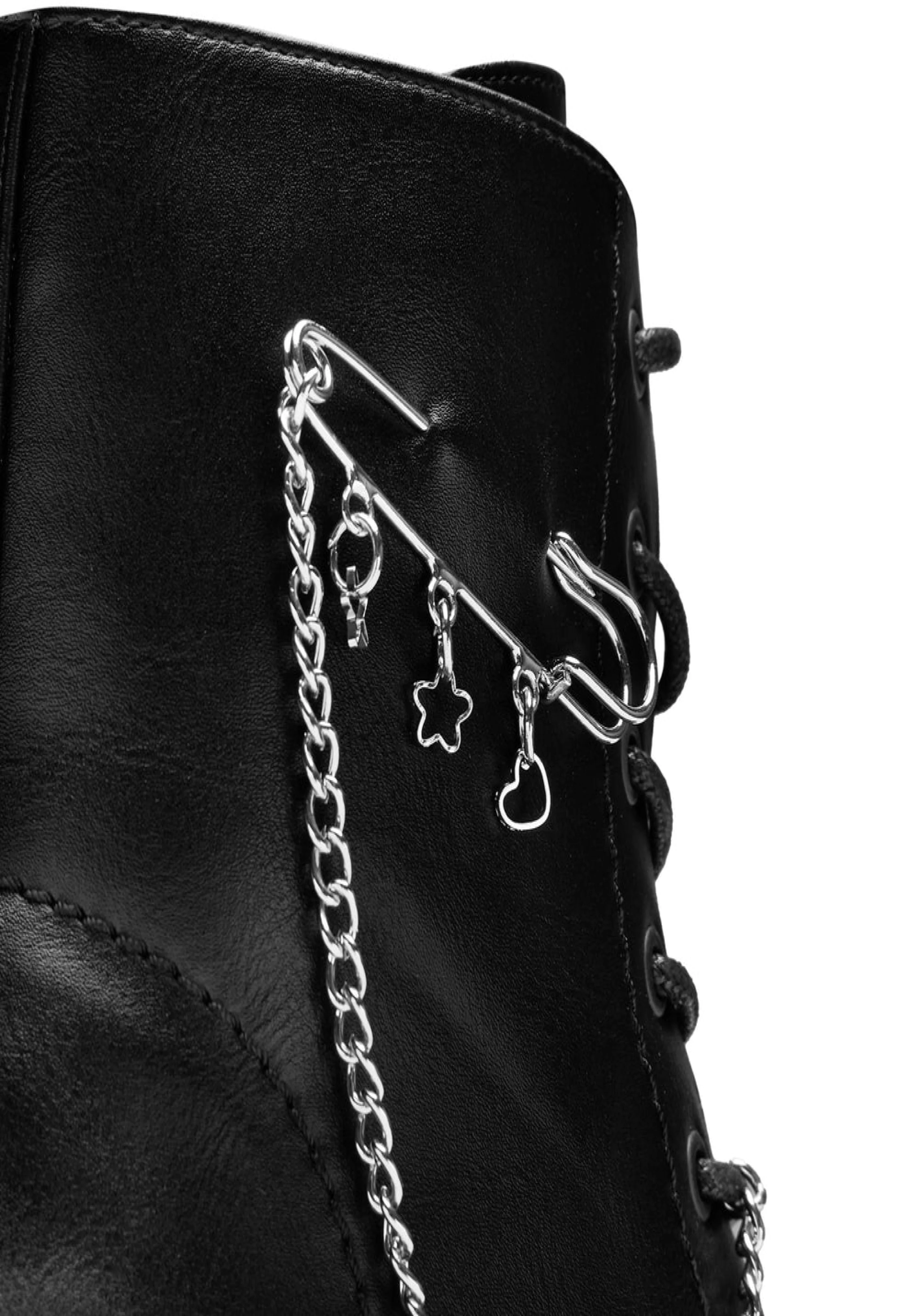 Salvius Safety Pin Military Lace Up Black - Girl Shoes - Image 6