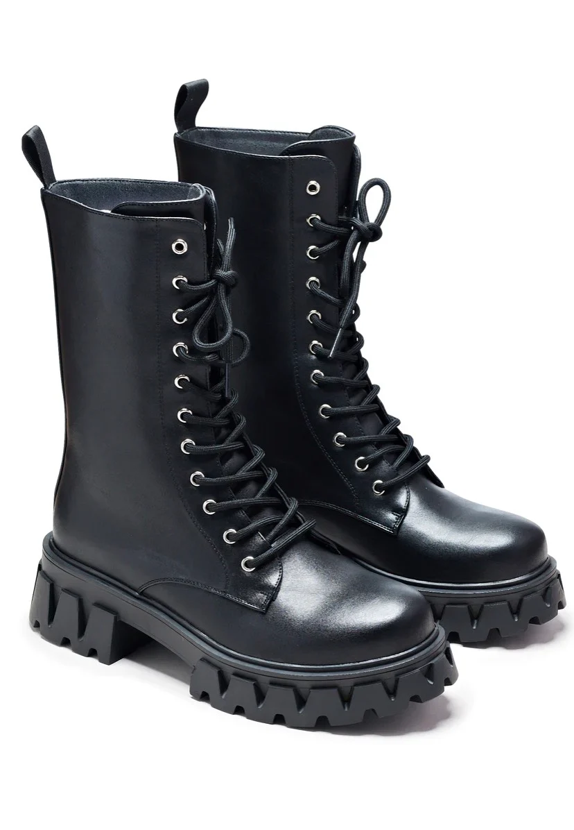 Siren Tall Lace Up Black - Girl Shoes