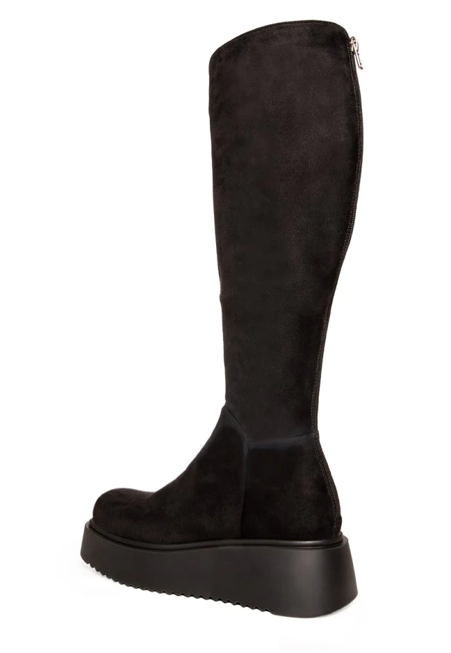Cruel Winter Chunky Knee High Black Suede - Girl Shoes - Image 5
