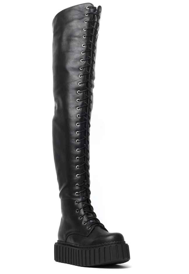 Last Kiss Chunky Thigh High Holster Black - Girl Shoes - Image 3